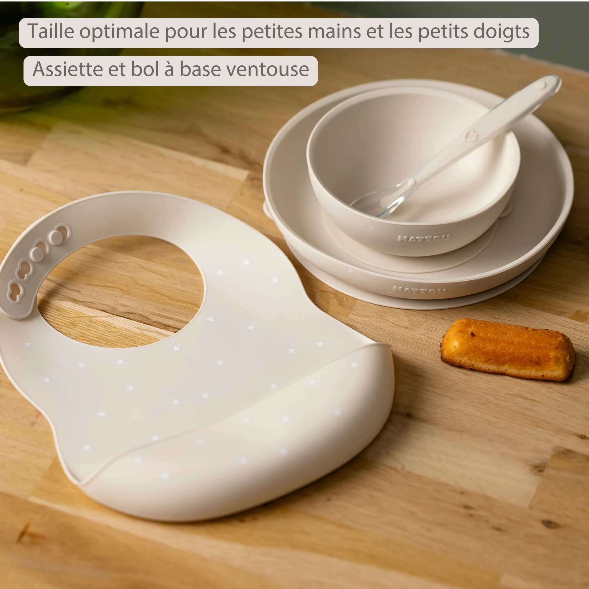 Silicone tableware – Children’s tableware – Bib – Baby tableware – Clay with stars - Image 13