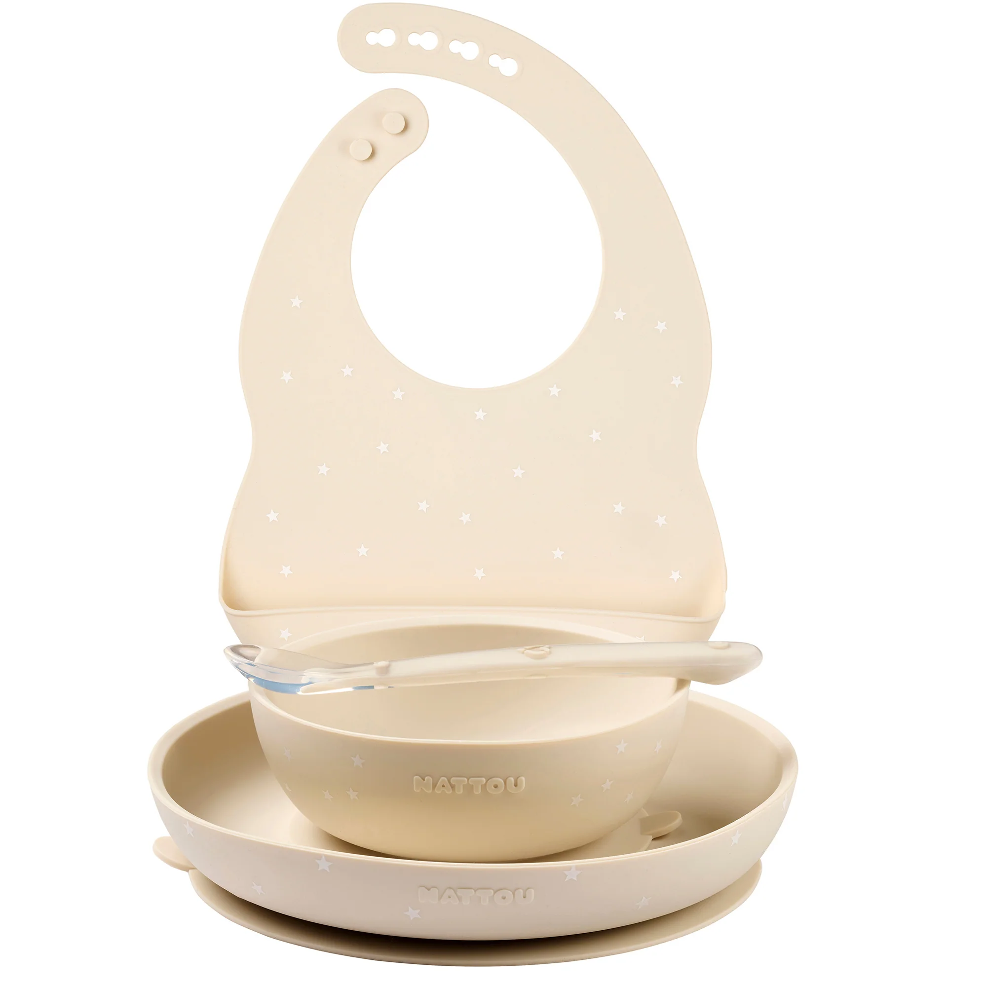 Silicone tableware – Children’s tableware – Bib – Baby tableware – Clay with stars - Image 16