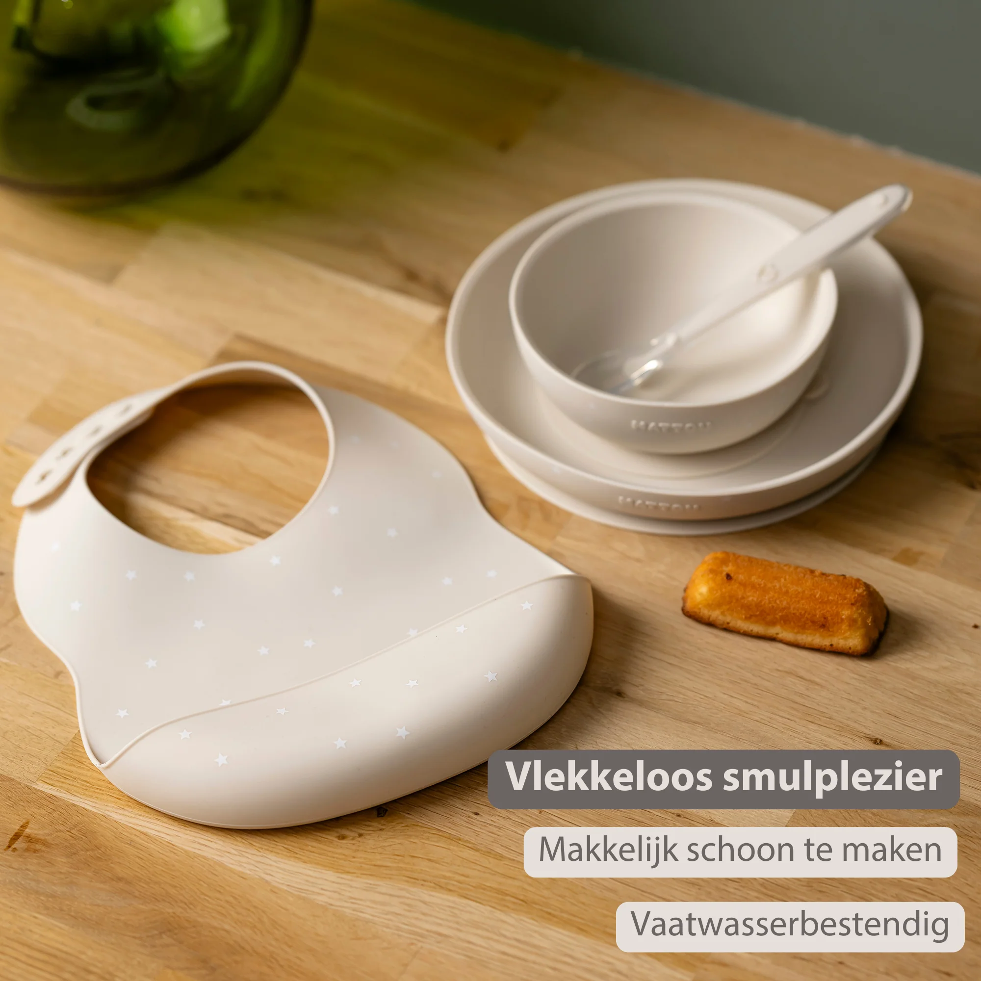 Silicone tableware – Children’s tableware – Bib – Baby tableware – Clay with stars - Image 17