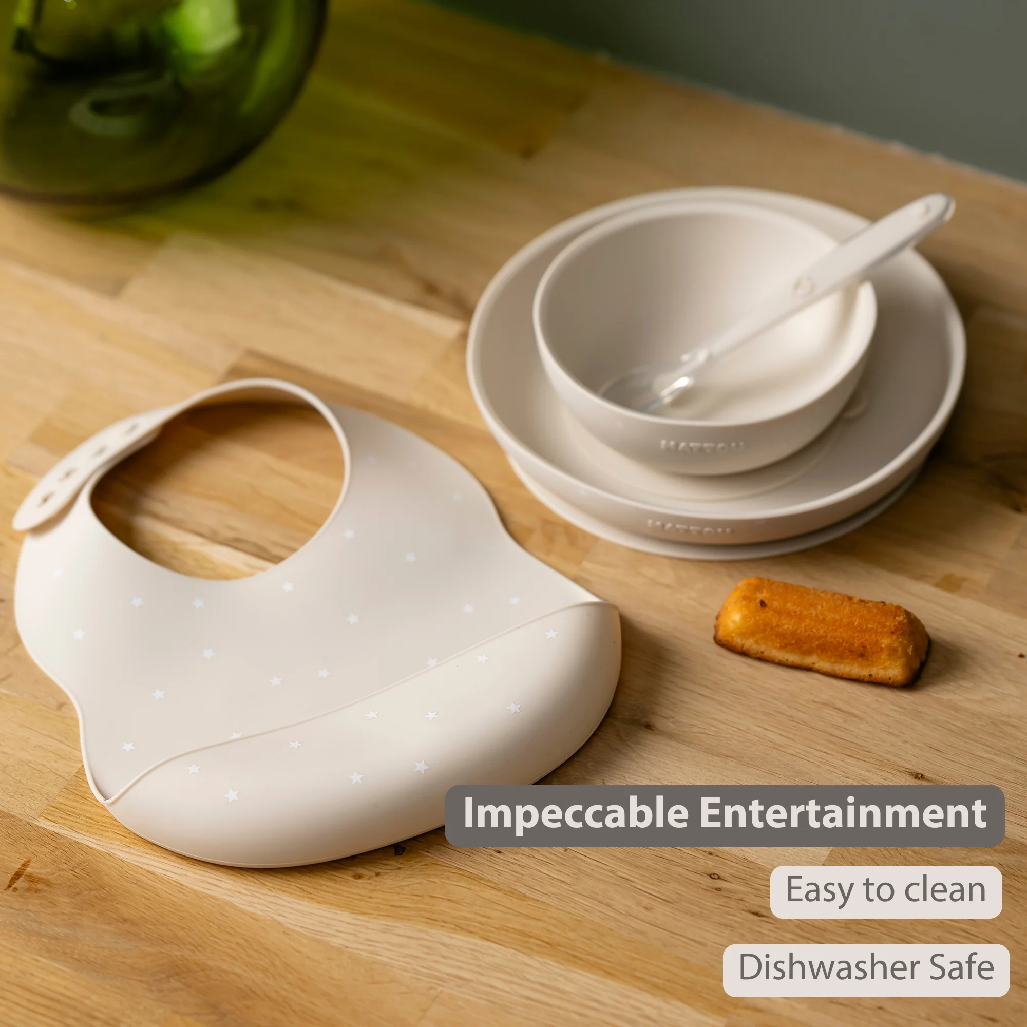 Silicone tableware – Children’s tableware – Bib – Baby tableware – Clay with stars - Image 22