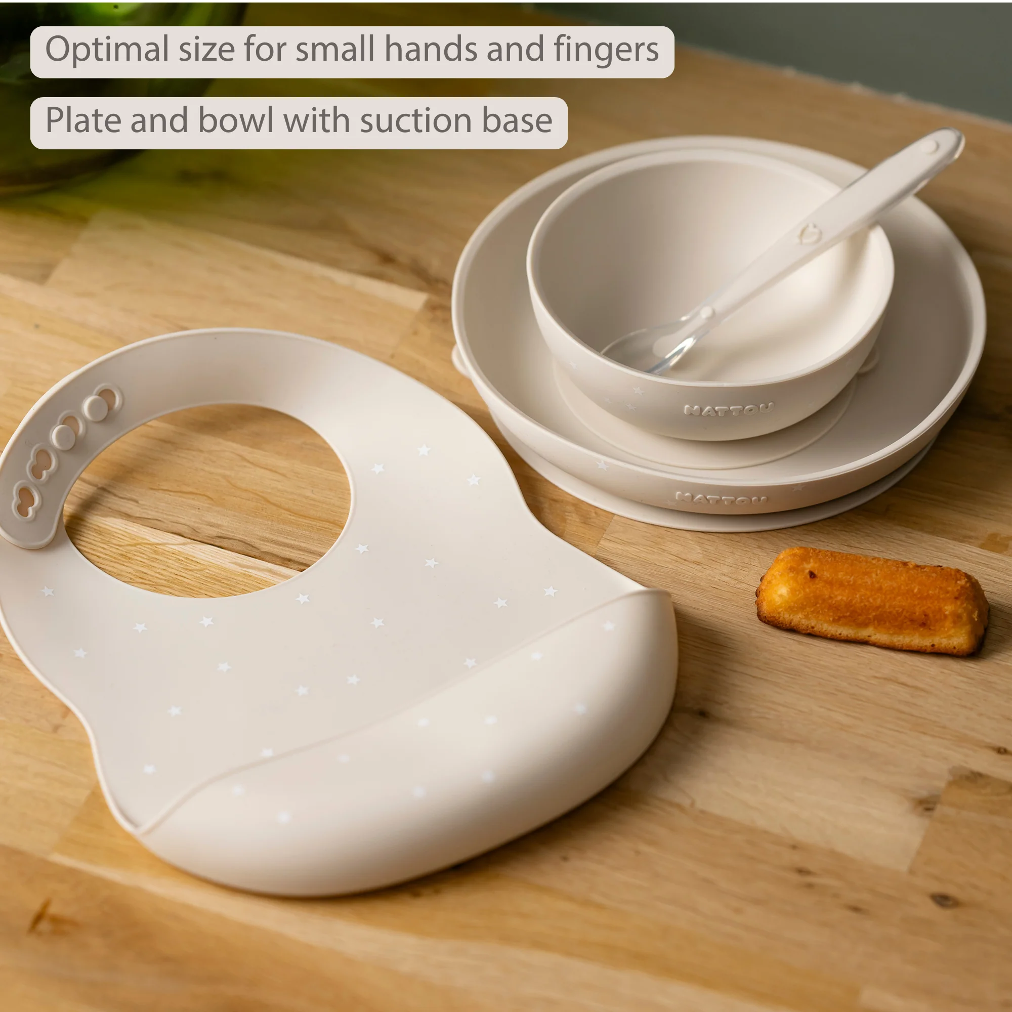 Silicone tableware – Children’s tableware – Bib – Baby tableware – Clay with stars - Image 23