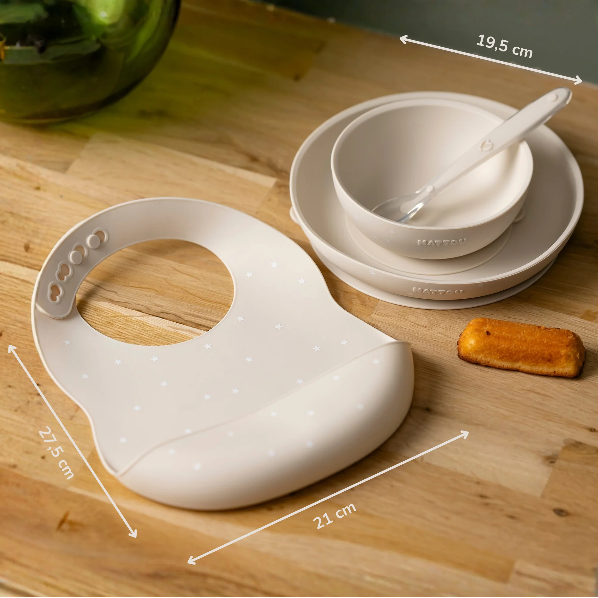 Silicone tableware – Children’s tableware – Bib – Baby tableware – Clay with stars - Image 25