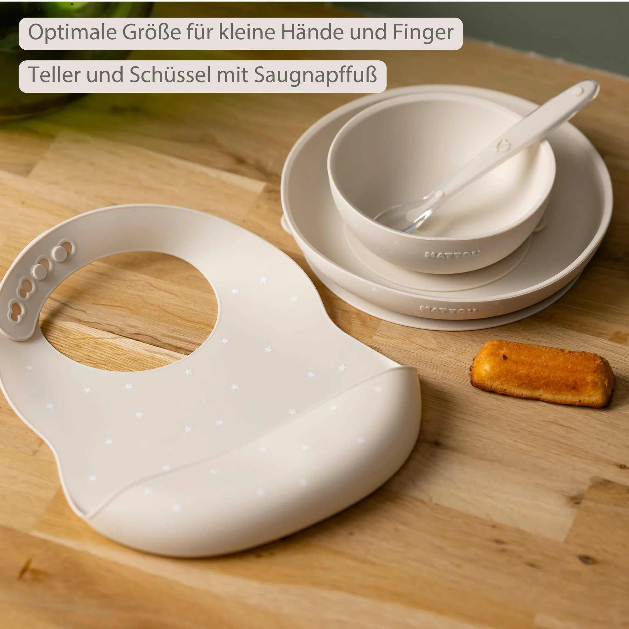 Silicone tableware – Children’s tableware – Bib – Baby tableware – Clay with stars - Image 8