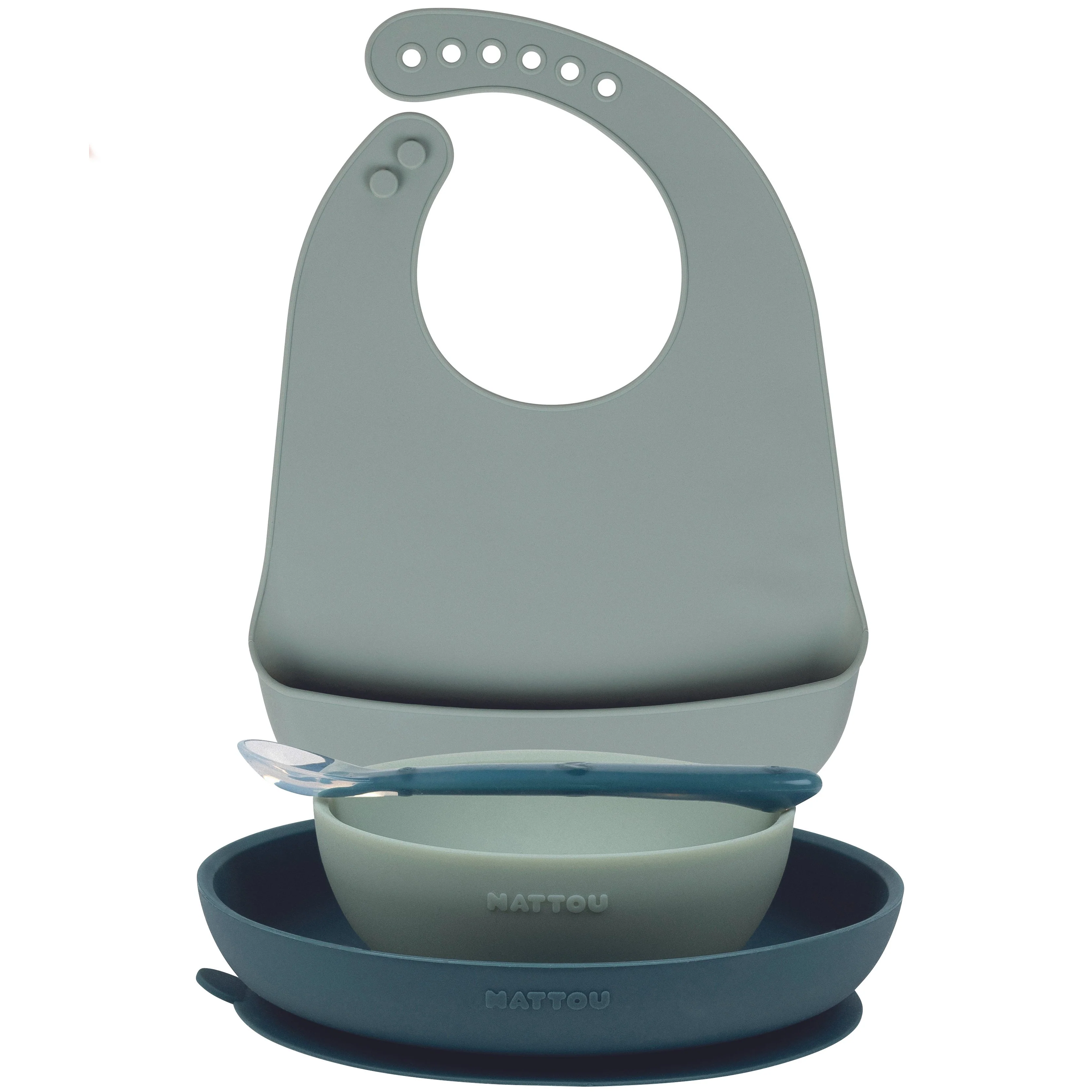 Silicone Tableware Set with Bib set of 4 Pieces