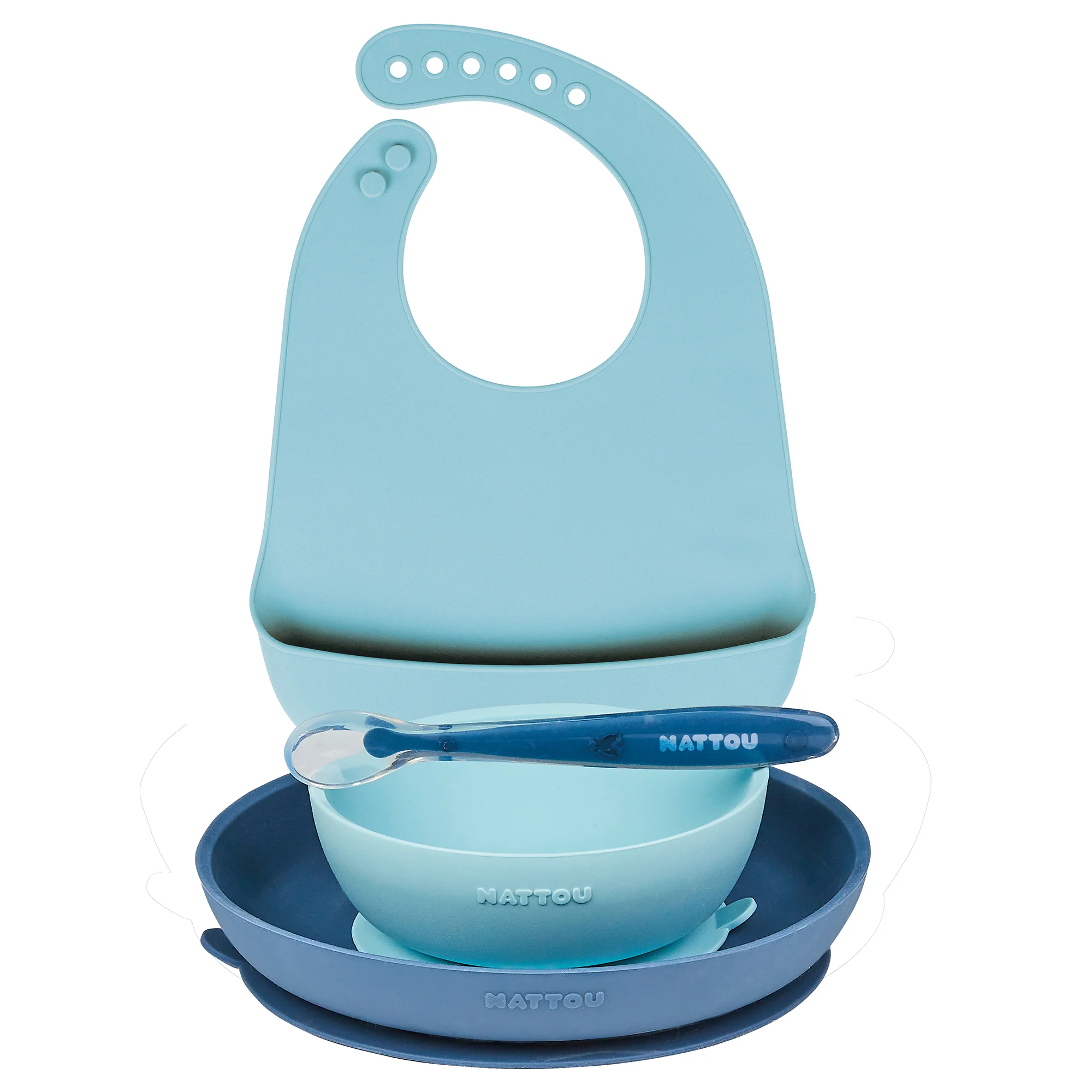 Silicone Tableware Set with Bib set of 4 Pieces - Image 3