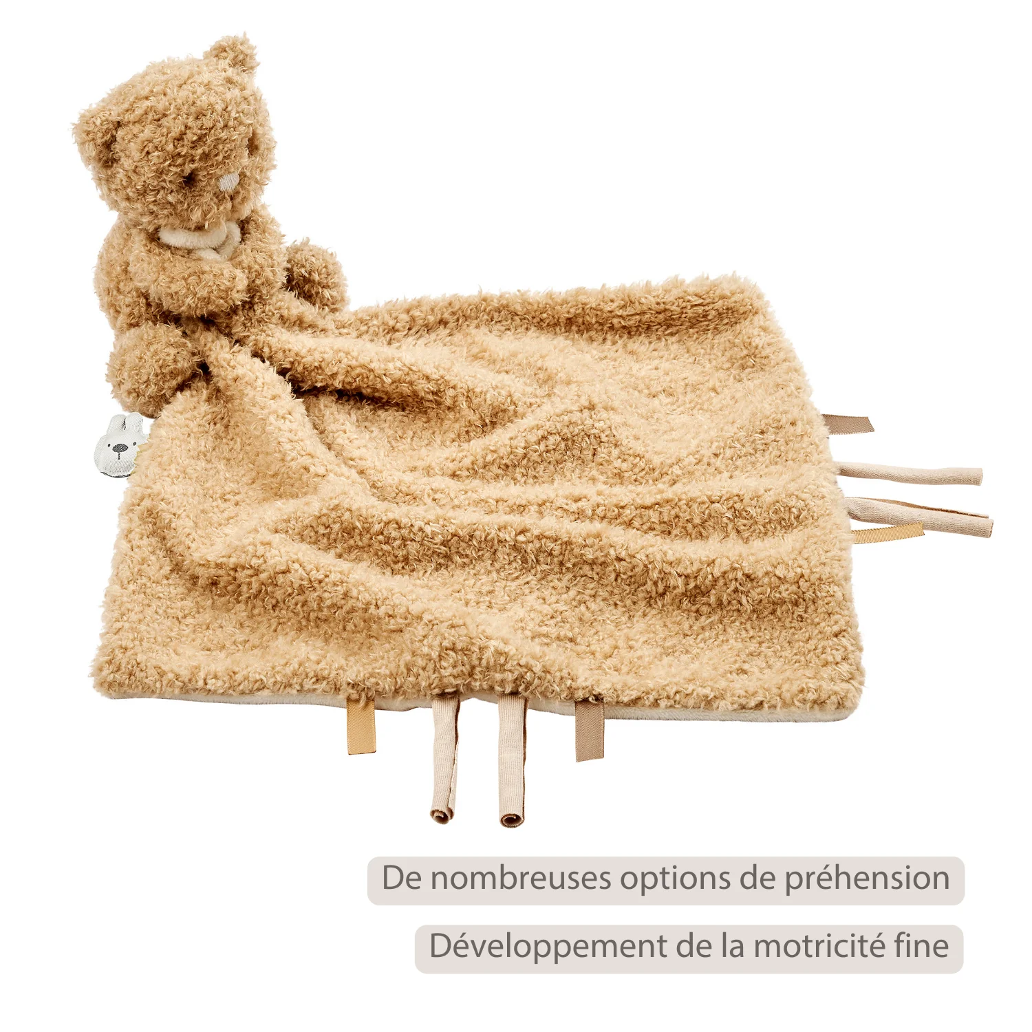 TEDDY Baby Comfort Blanket with Cuddle Toy – 27 x 27 cm – Doudou Bear – Beige - Image 13