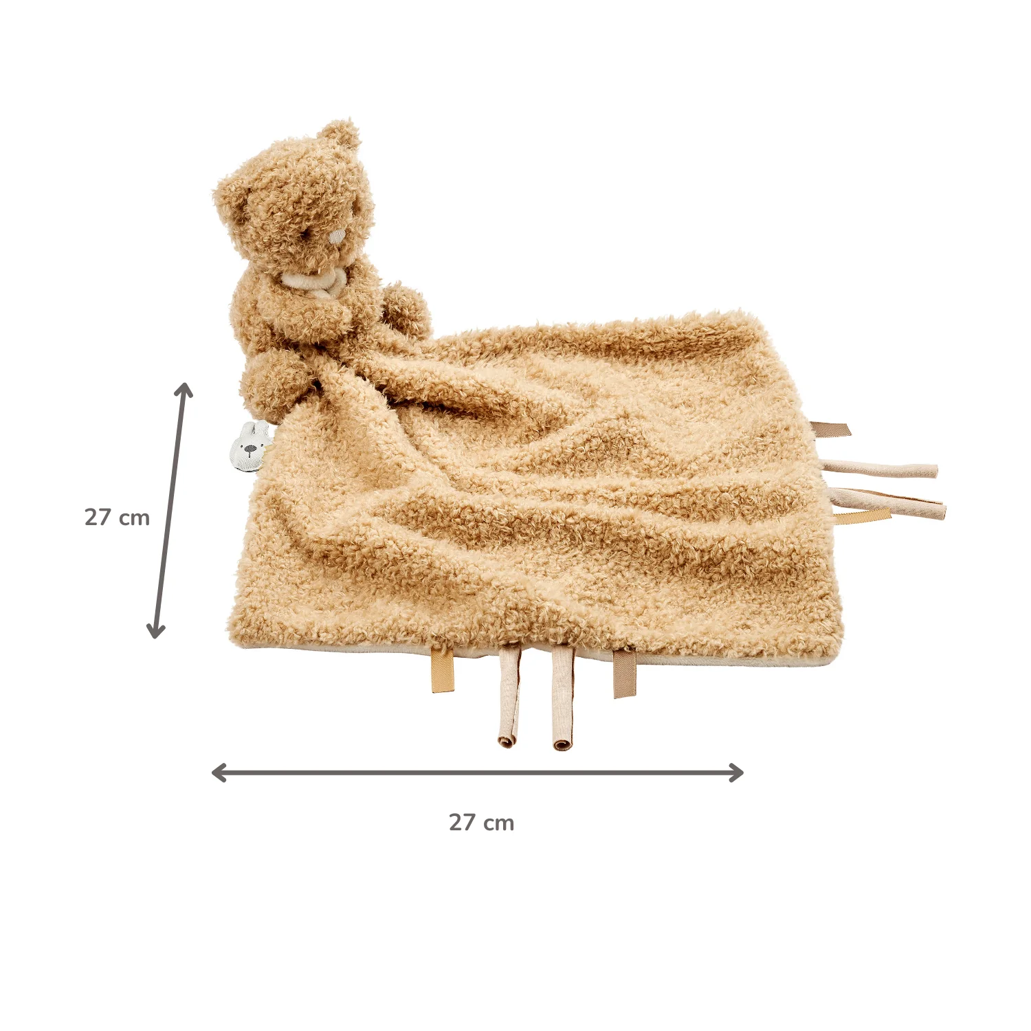 TEDDY Baby Comfort Blanket with Cuddle Toy – 27 x 27 cm – Doudou Bear – Beige - Image 25