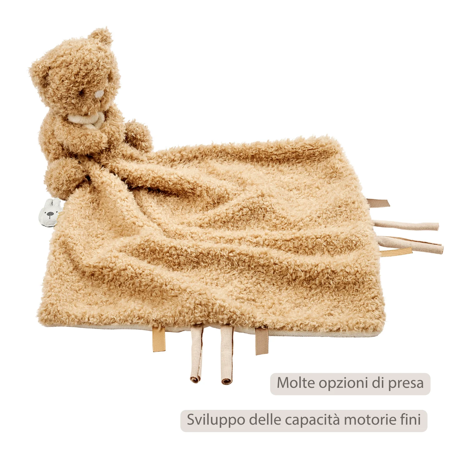TEDDY Baby Comfort Blanket with Cuddle Toy – 27 x 27 cm – Doudou Bear – Beige - Image 8