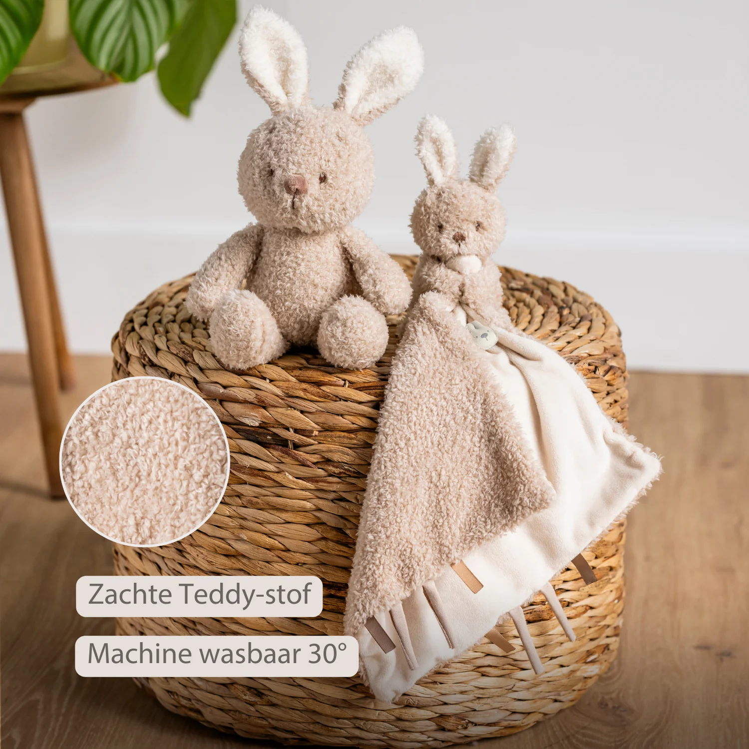TEDDY Baby Comfort Blanket with Cuddle Toy – 27 x 27 cm – Doudou Bunny – Beige - Image 22