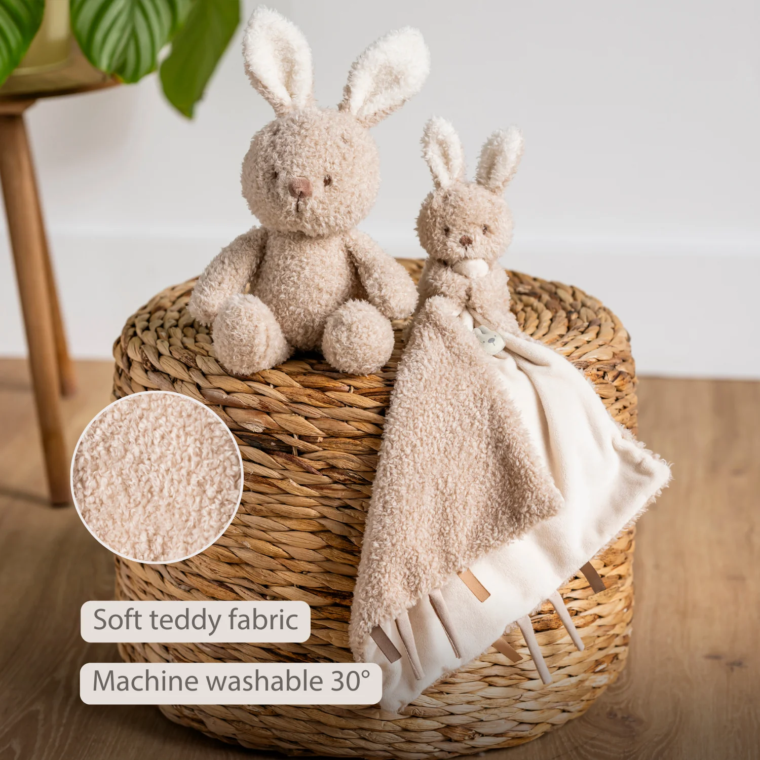TEDDY Baby Comfort Blanket with Cuddle Toy – 27 x 27 cm – Doudou Bunny – Beige - Image 28