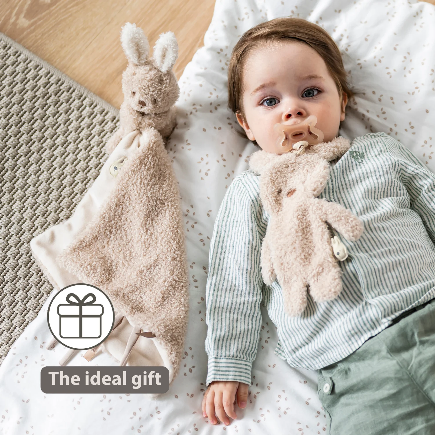 TEDDY Baby Comfort Blanket with Cuddle Toy – 27 x 27 cm – Doudou Bunny – Beige - Image 30