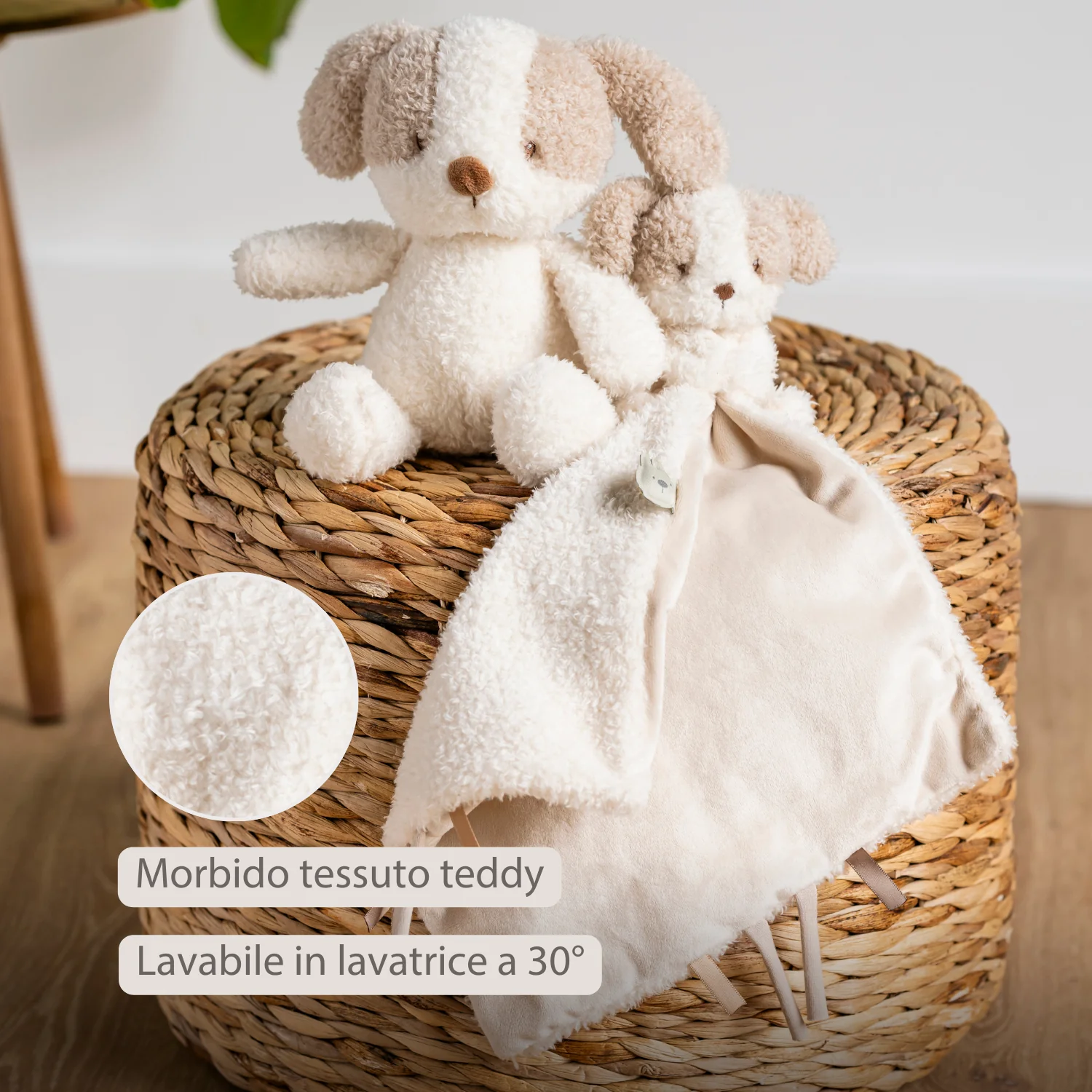 TEDDY Baby Comfort Blanket with Cuddle Toy – 27 x 27 cm – Doudou Dog – Beige - Image 10