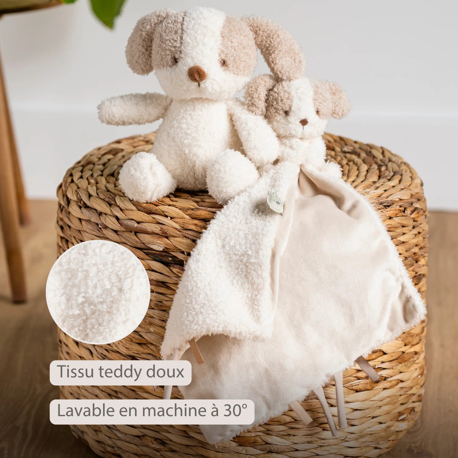 TEDDY Baby Comfort Blanket with Cuddle Toy – 27 x 27 cm – Doudou Dog – Beige - Image 16