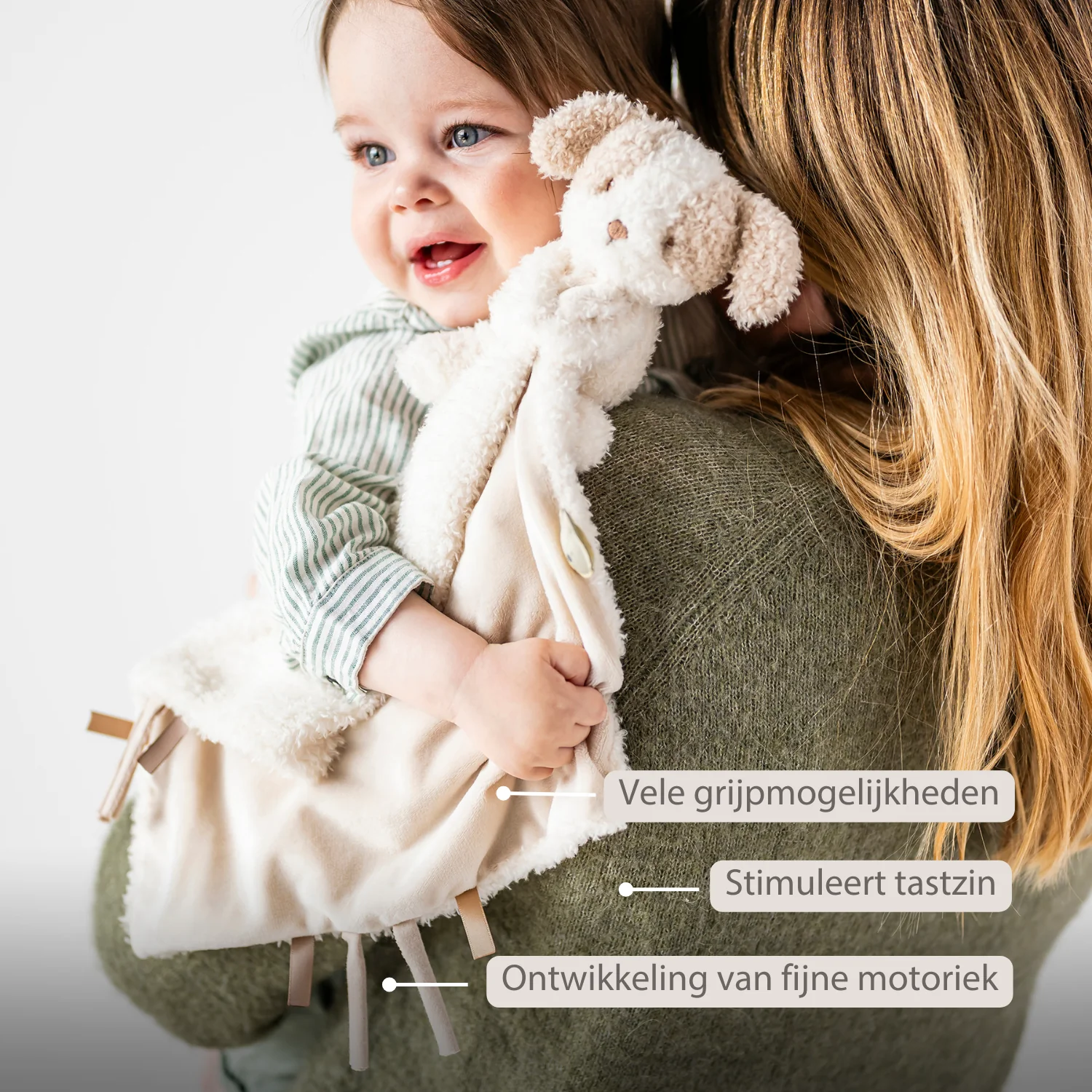 TEDDY Baby Comfort Blanket with Cuddle Toy – 27 x 27 cm – Doudou Dog – Beige - Image 21