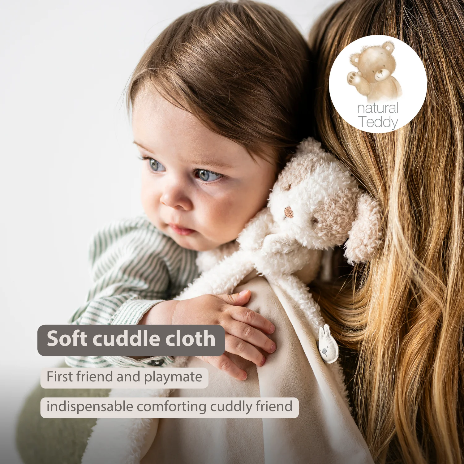 TEDDY Baby Comfort Blanket with Cuddle Toy – 27 x 27 cm – Doudou Dog – Beige - Image 26