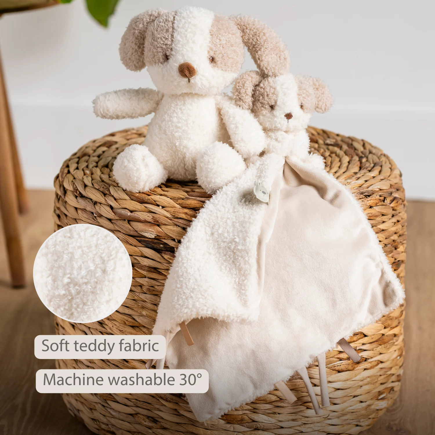 TEDDY Baby Comfort Blanket with Cuddle Toy – 27 x 27 cm – Doudou Dog – Beige - Image 28