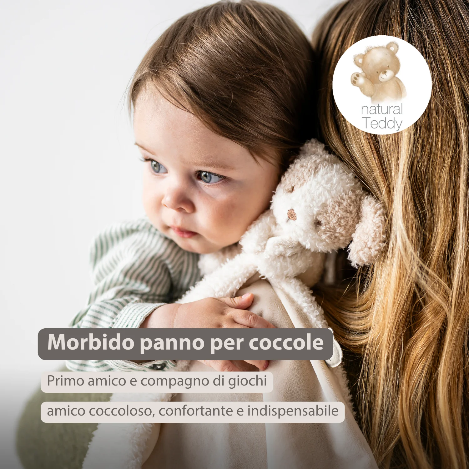 TEDDY Baby Comfort Blanket with Cuddle Toy – 27 x 27 cm – Doudou Dog – Beige - Image 8