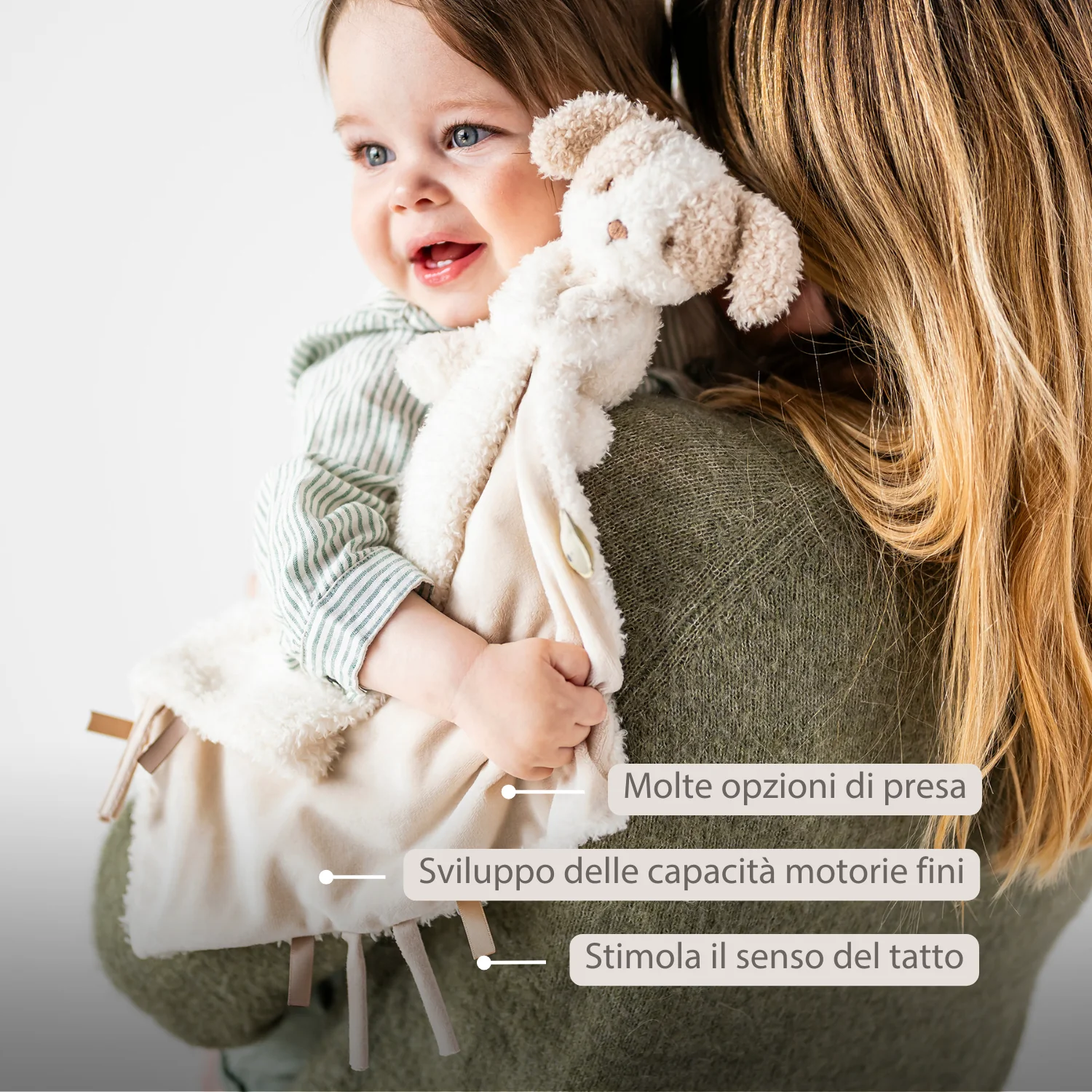 TEDDY Baby Comfort Blanket with Cuddle Toy – 27 x 27 cm – Doudou Dog – Beige - Image 9