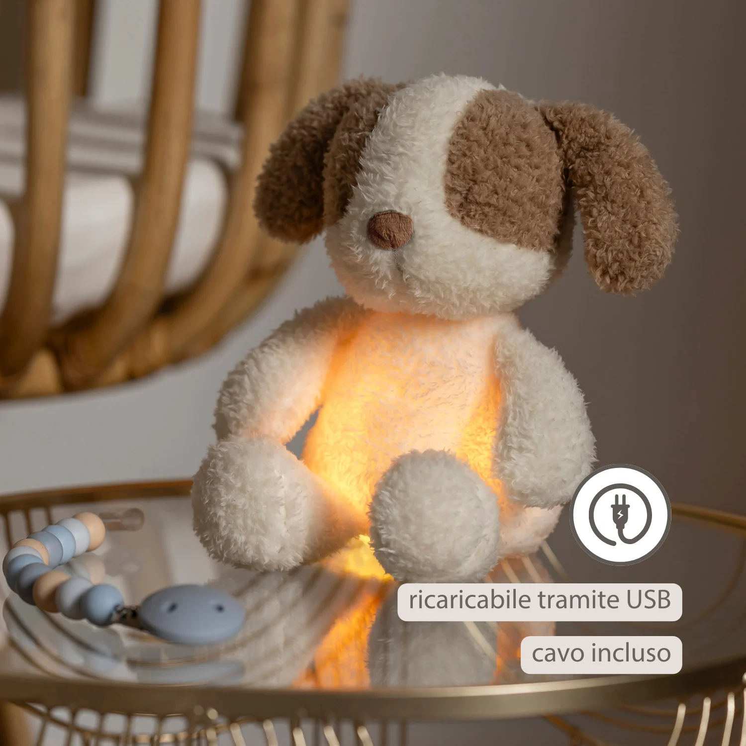 TEDDY Baby Night Light Dog – 25 cm – Soft Baby Plush – Beige - Image 14