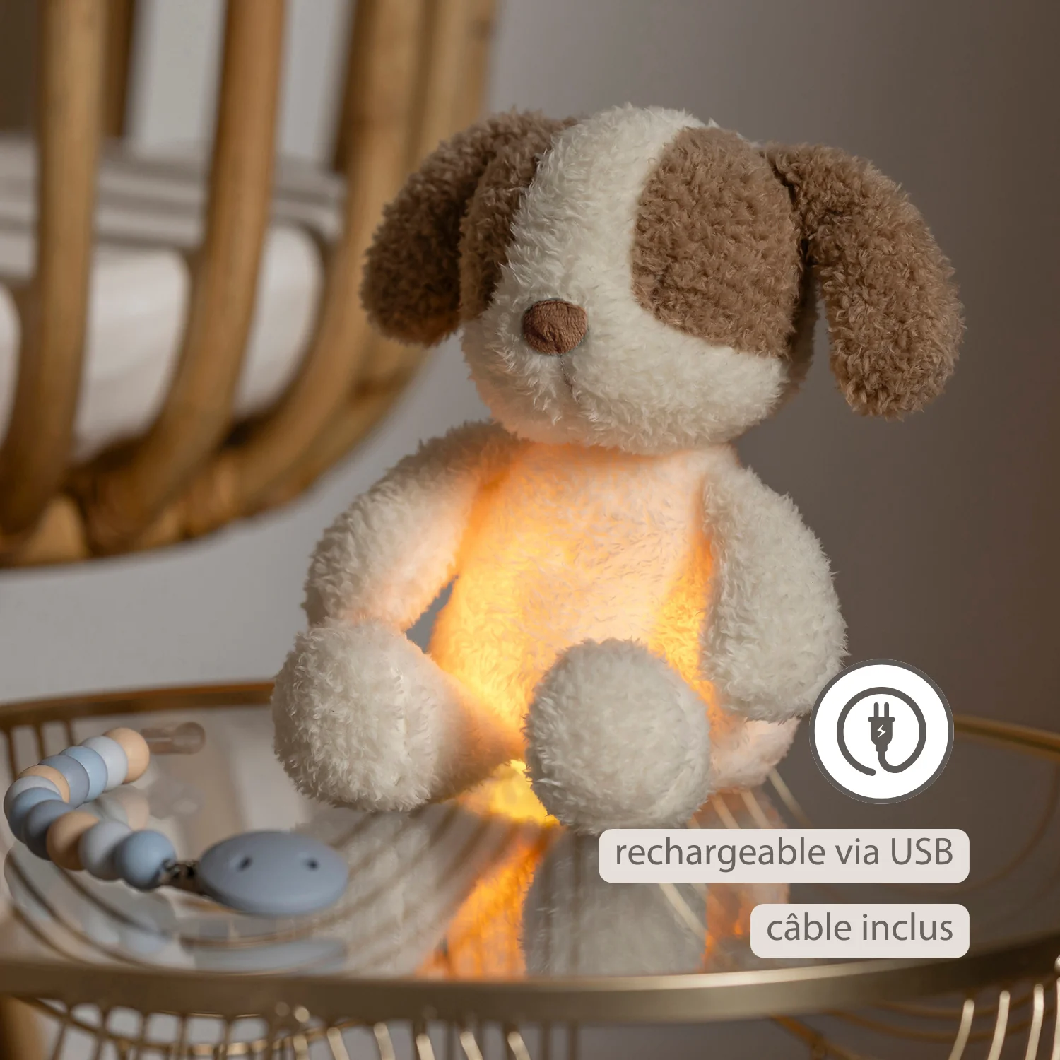 TEDDY Baby Night Light Dog – 25 cm – Soft Baby Plush – Beige - Image 21