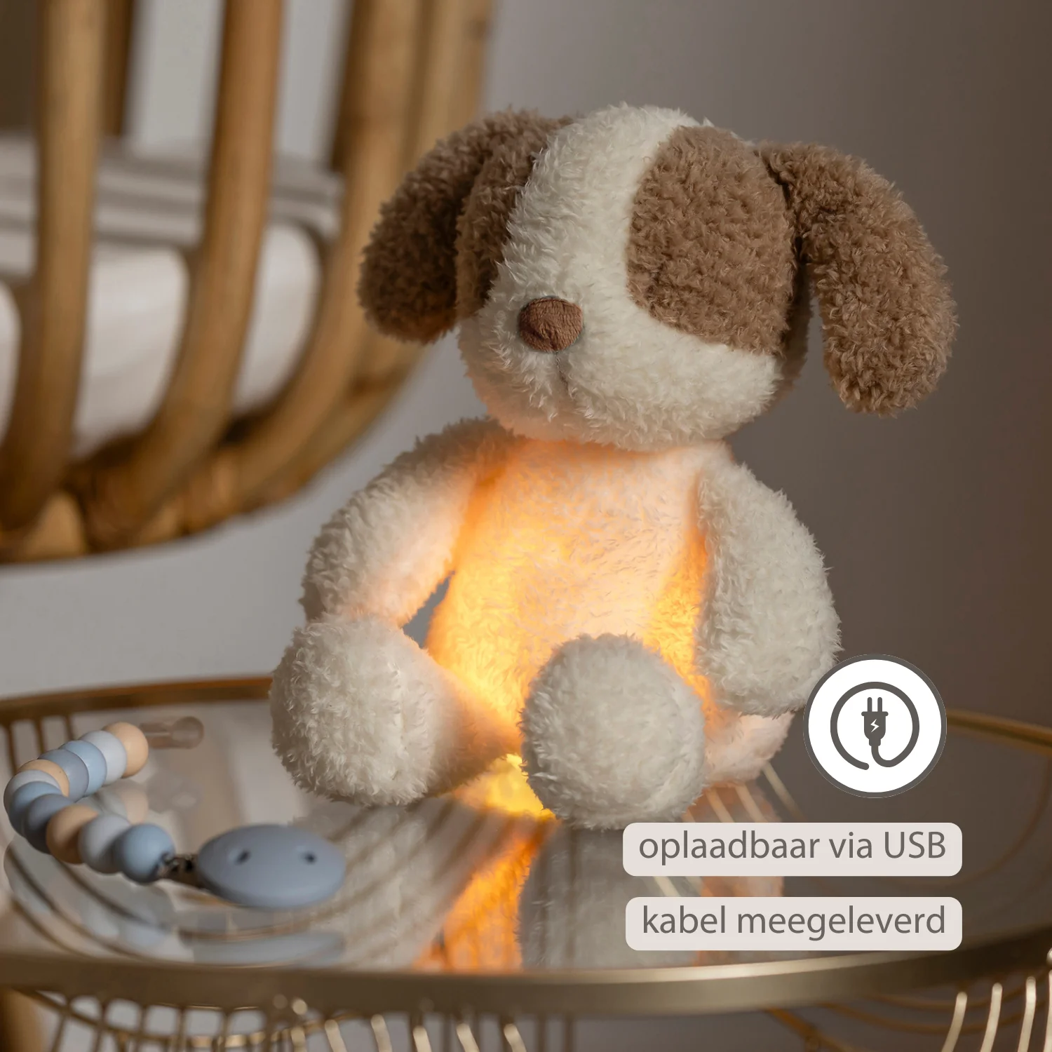 TEDDY Baby Night Light Dog – 25 cm – Soft Baby Plush – Beige - Image 28