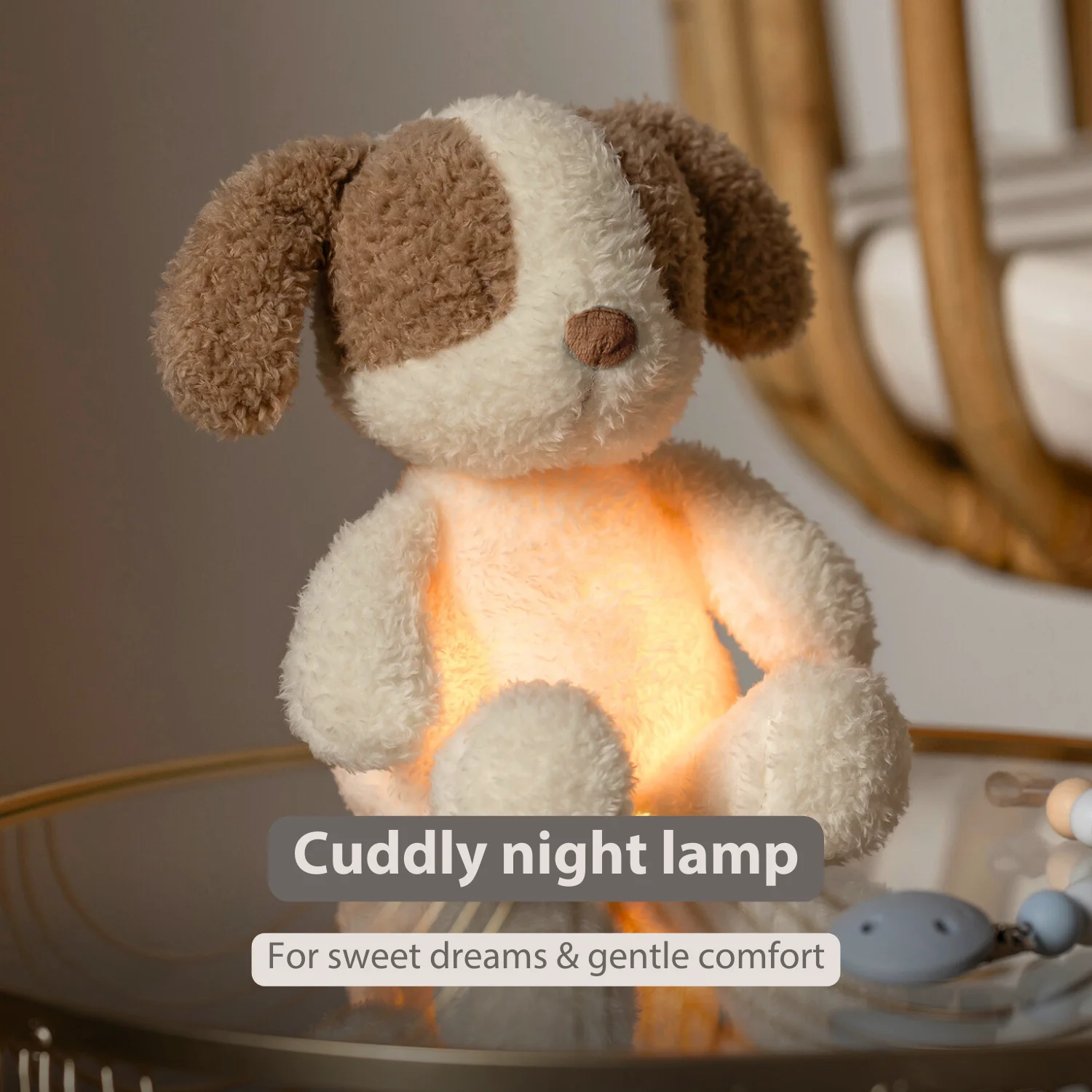 TEDDY Baby Night Light Dog – 25 cm – Soft Baby Plush – Beige - Image 30