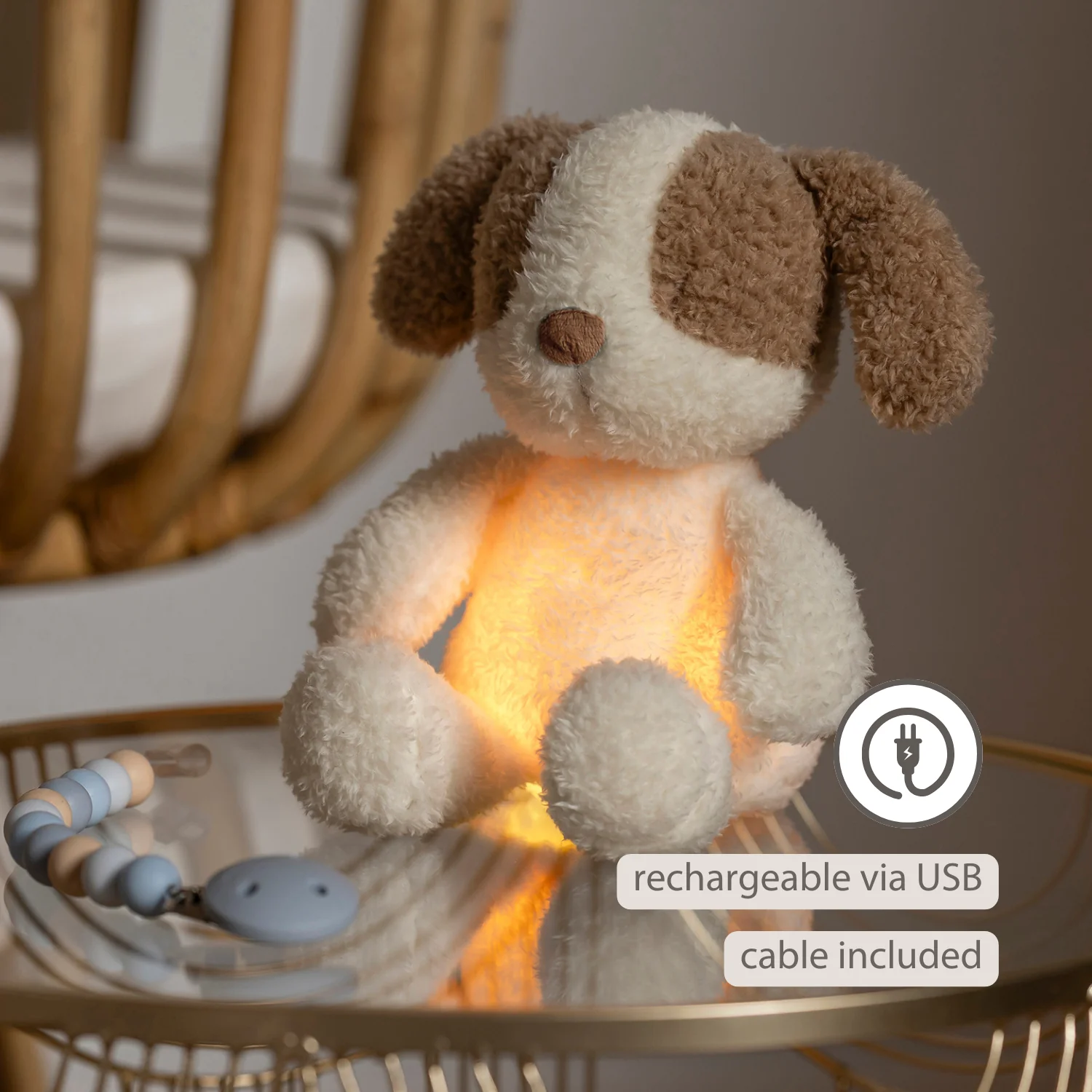 TEDDY Baby Night Light Dog – 25 cm – Soft Baby Plush – Beige - Image 35