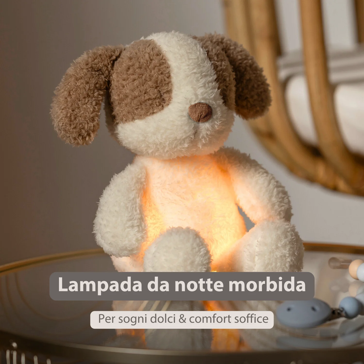 TEDDY Baby Night Light Dog – 25 cm – Soft Baby Plush – Beige - Image 9