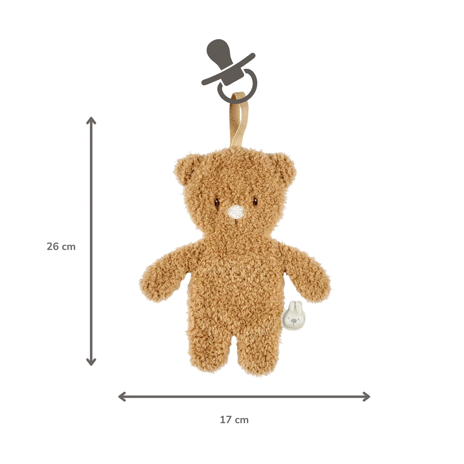 TEDDY Baby Pacifier Cloth – 26 cm – Bear Doudou as Pacifier Holder – Beige - Image 11
