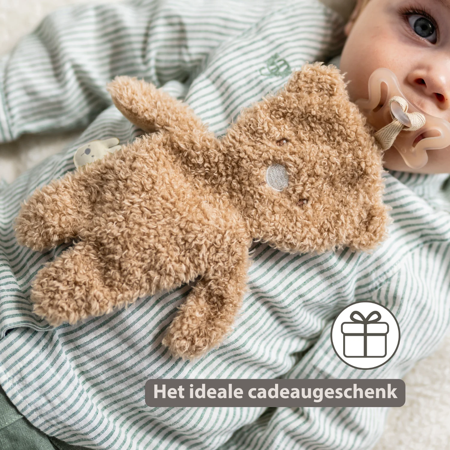 TEDDY Baby Pacifier Cloth – 26 cm – Bear Doudou as Pacifier Holder – Beige - Image 24