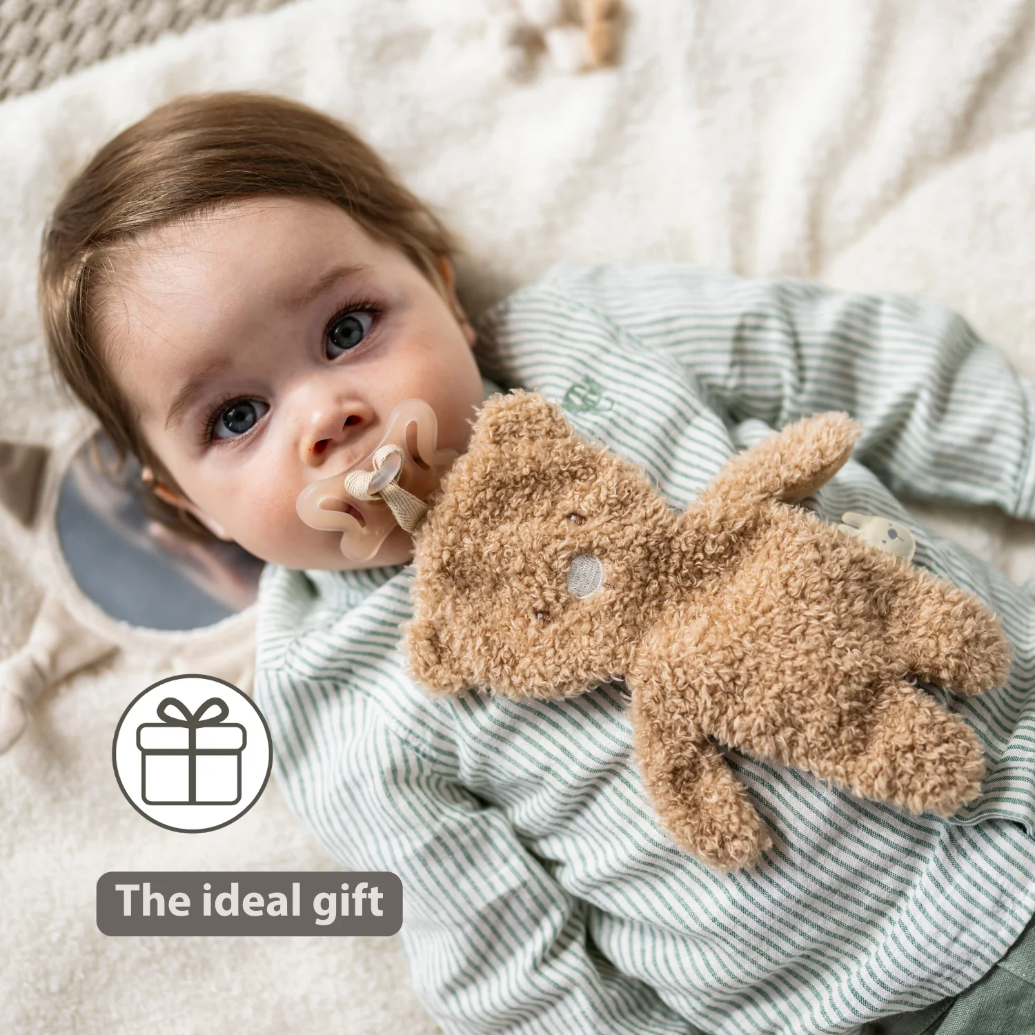 TEDDY Baby Pacifier Cloth – 26 cm – Bear Doudou as Pacifier Holder – Beige - Image 30