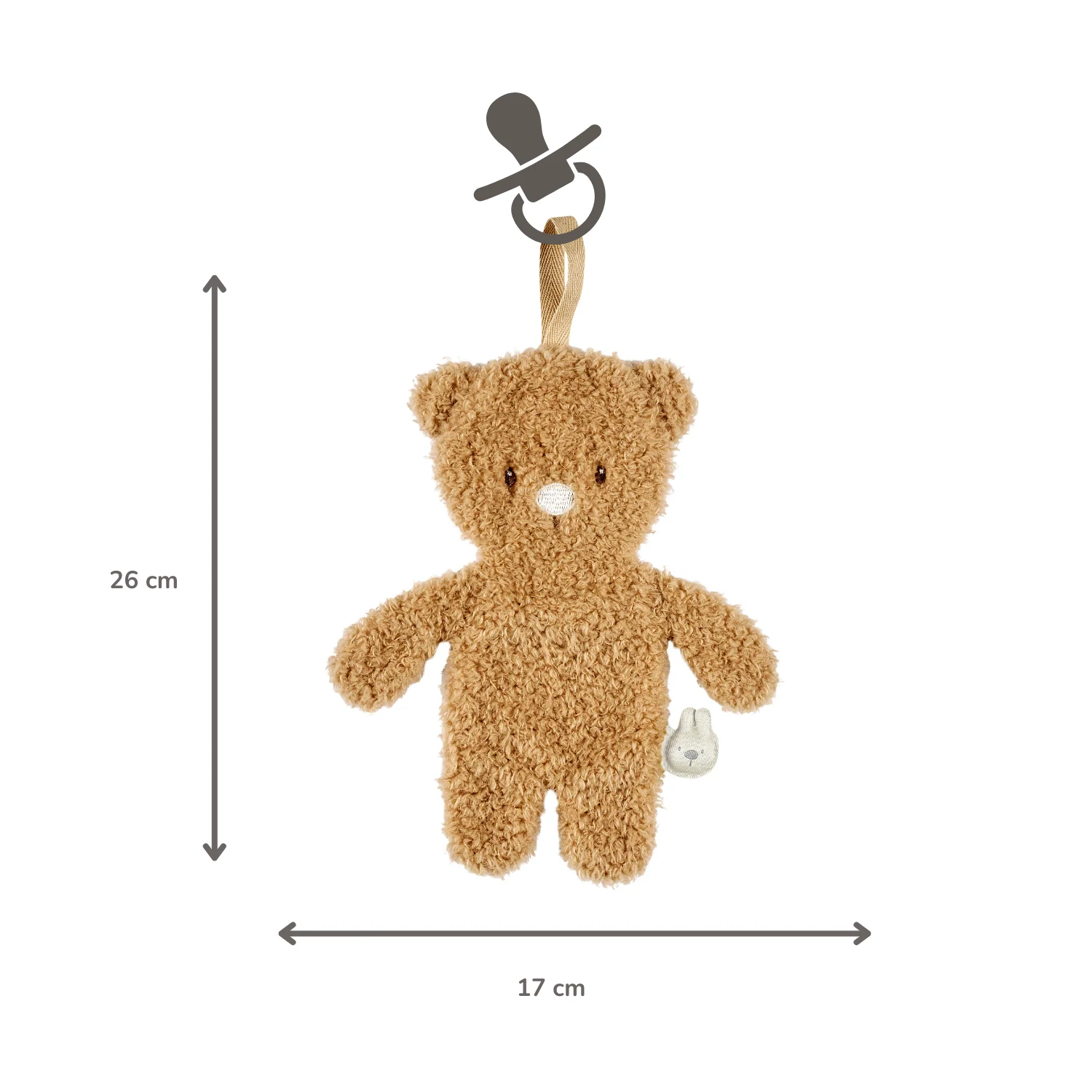 TEDDY Baby Pacifier Cloth – 26 cm – Bear Doudou as Pacifier Holder – Beige - Image 5