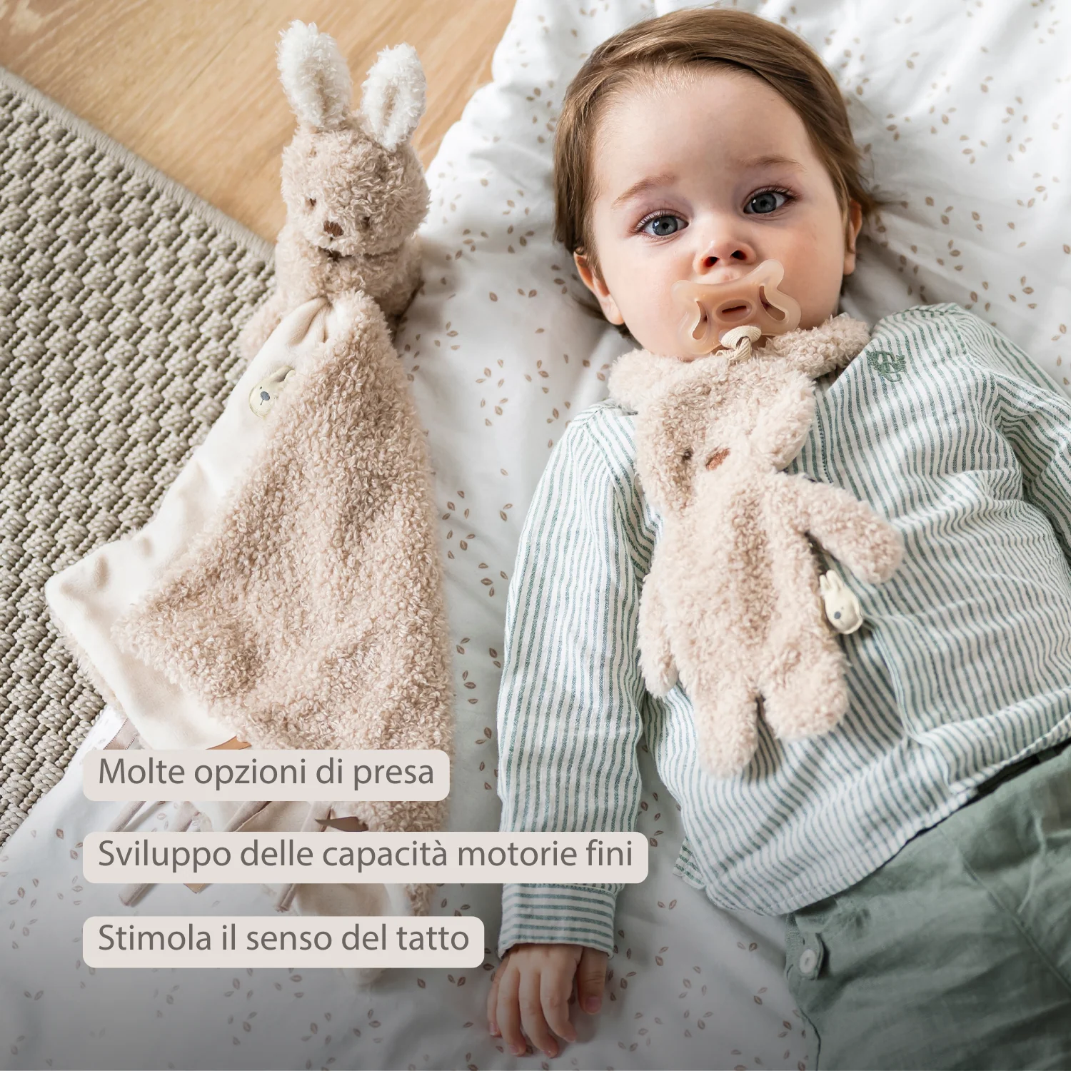 TEDDY Baby Pacifier Cloth – 26 cm – Bunny Doudou as Pacifier Holder – Ecru - Image 10