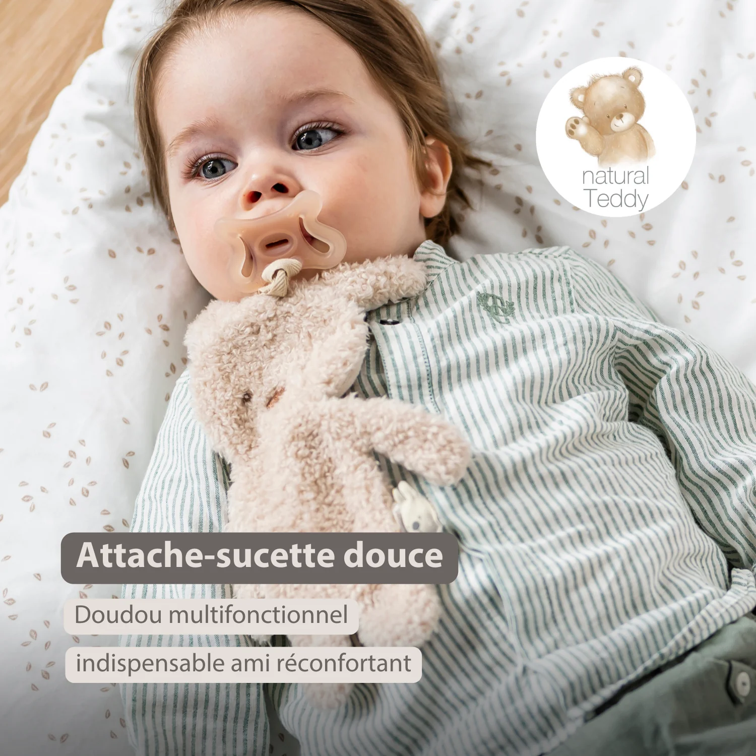 TEDDY Baby Pacifier Cloth – 26 cm – Bunny Doudou as Pacifier Holder – Ecru - Image 16