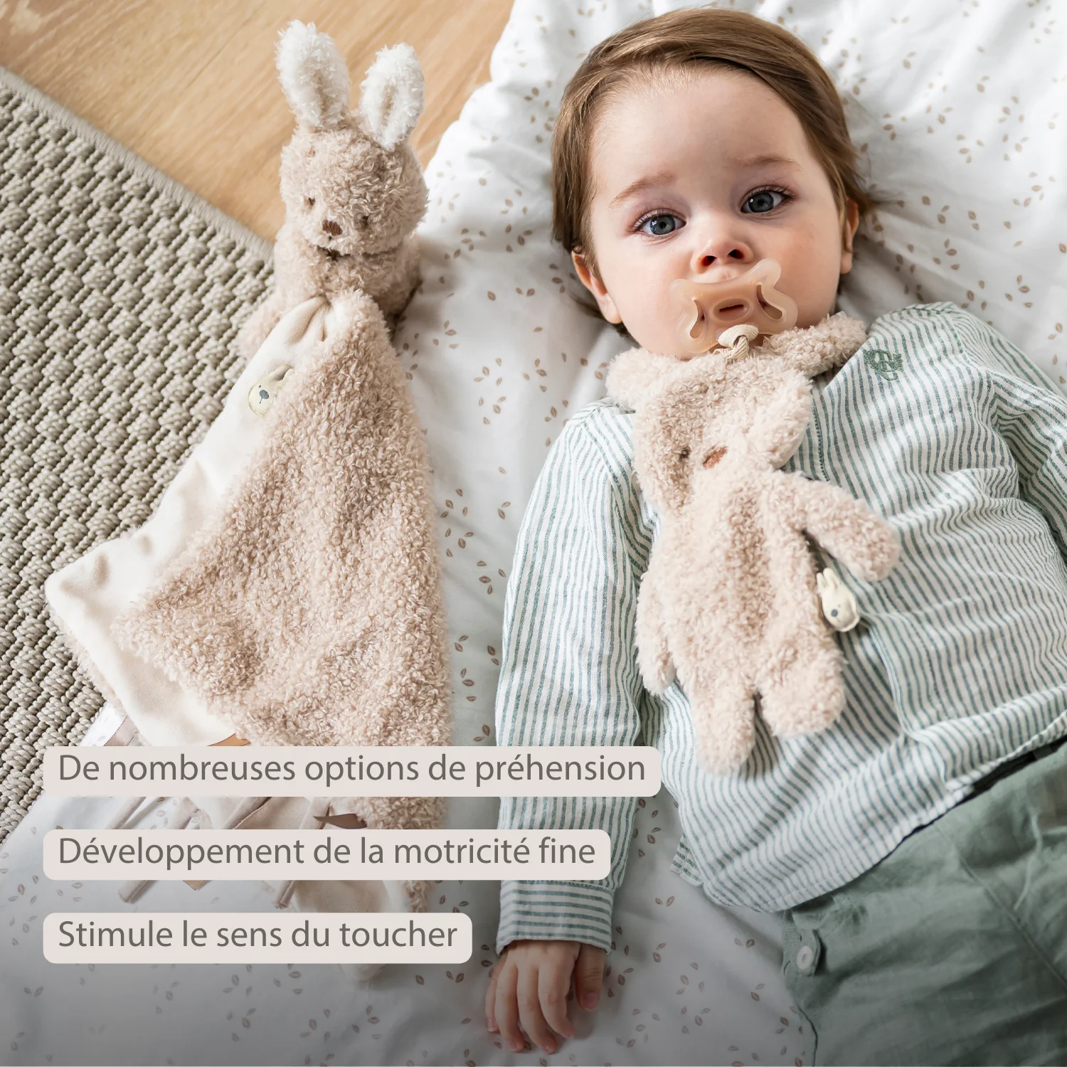 TEDDY Baby Pacifier Cloth – 26 cm – Bunny Doudou as Pacifier Holder – Ecru - Image 17