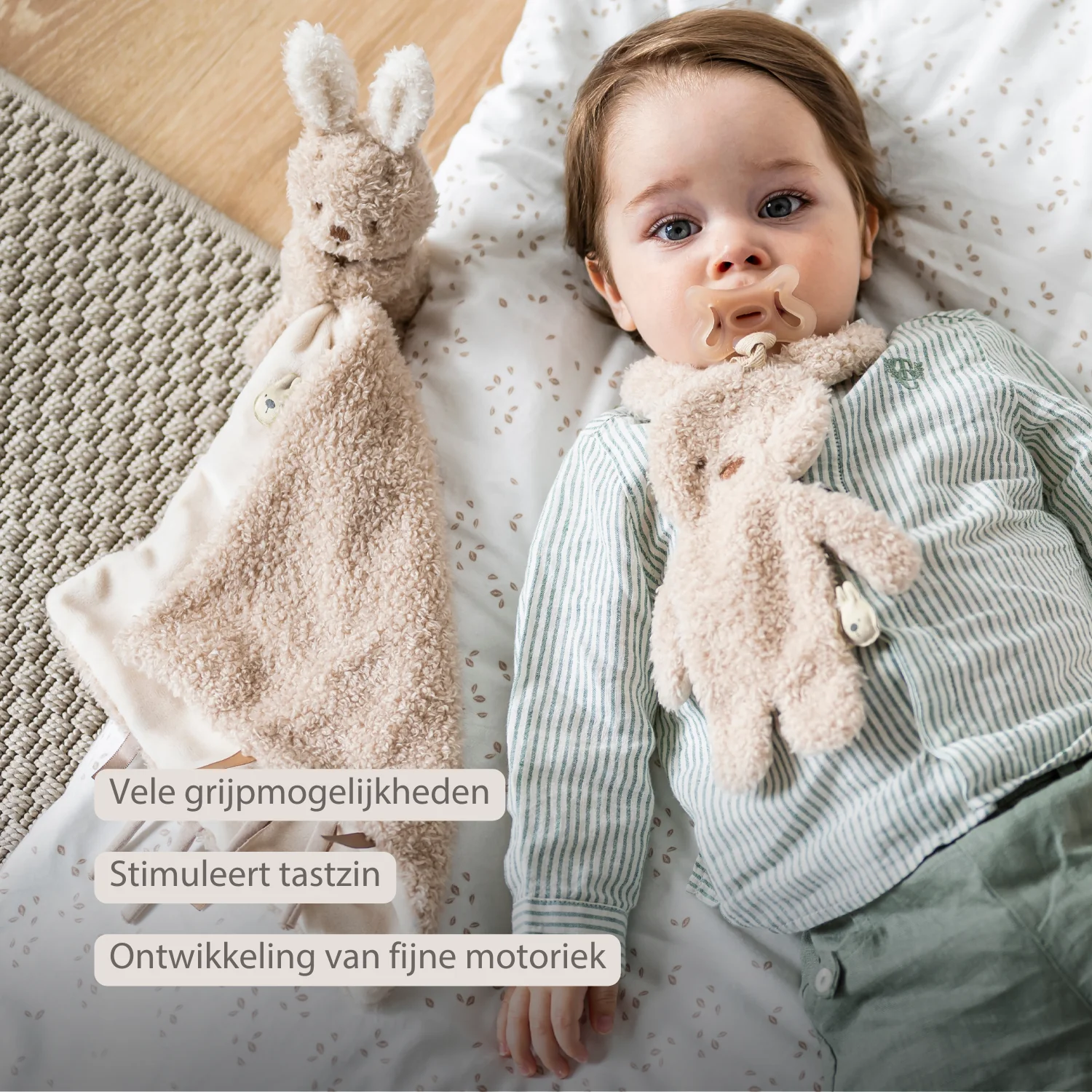TEDDY Baby Pacifier Cloth – 26 cm – Bunny Doudou as Pacifier Holder – Ecru - Image 24