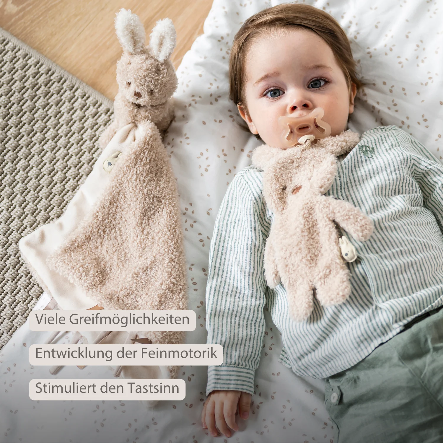TEDDY Baby Pacifier Cloth – 26 cm – Bunny Doudou as Pacifier Holder – Ecru - Image 3