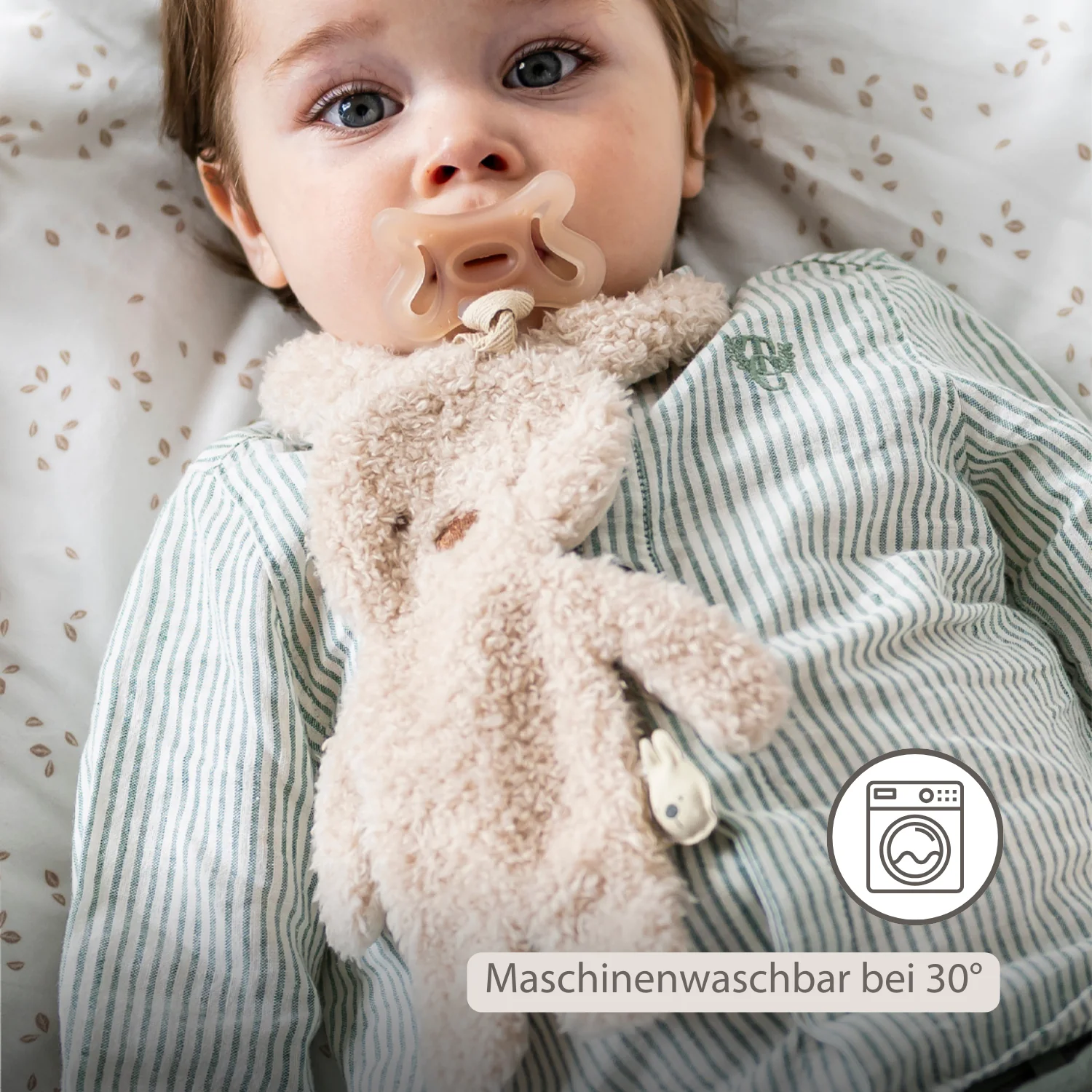 TEDDY Baby Pacifier Cloth – 26 cm – Bunny Doudou as Pacifier Holder – Ecru - Image 4