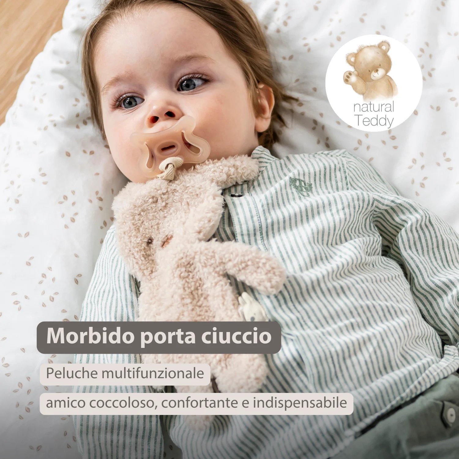 TEDDY Baby Pacifier Cloth – 26 cm – Bunny Doudou as Pacifier Holder – Ecru - Image 9