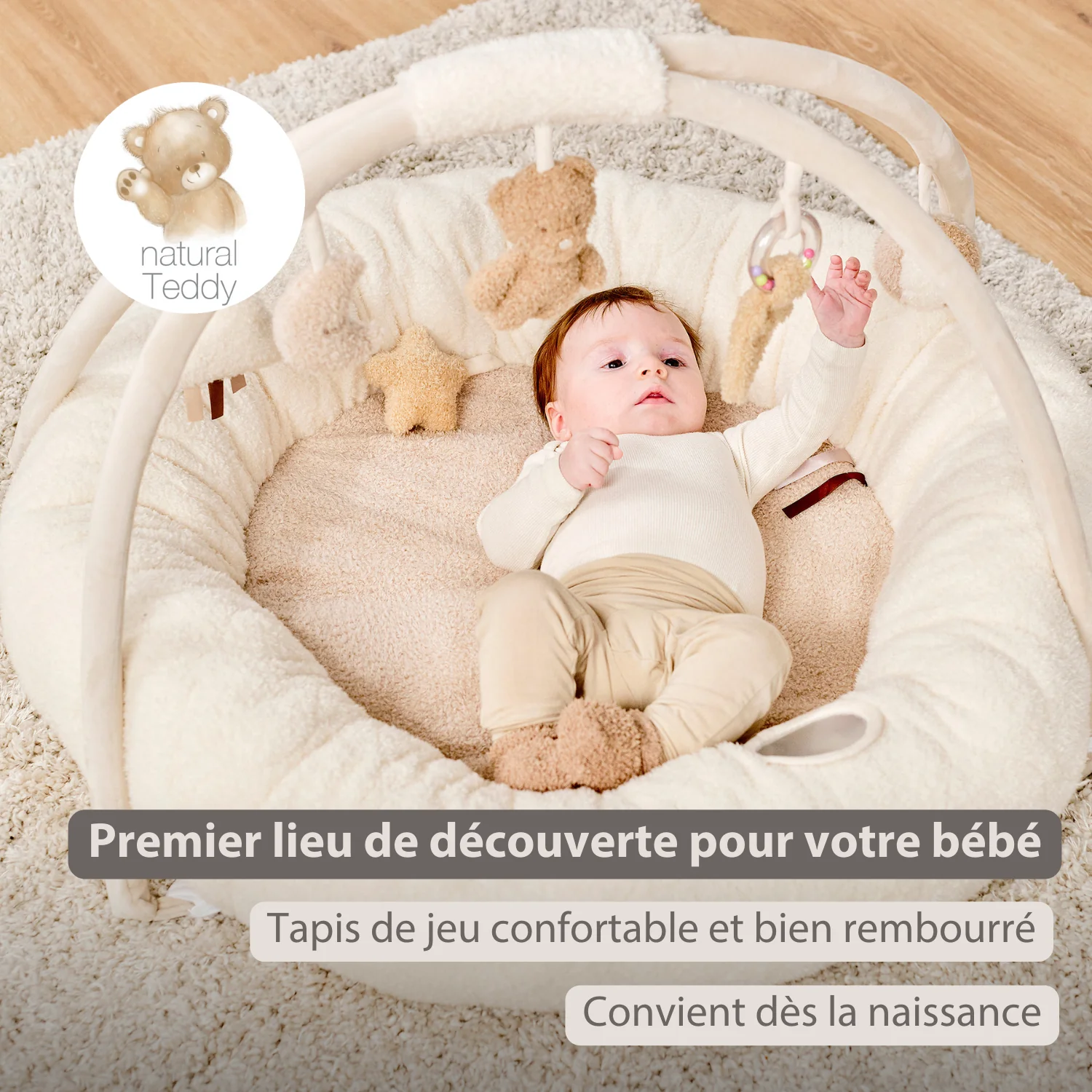 TEDDY Baby Playmat with Arches Round – 90 x 90 cm – Baby Activity Play Rug – Padded Edges - Image 16