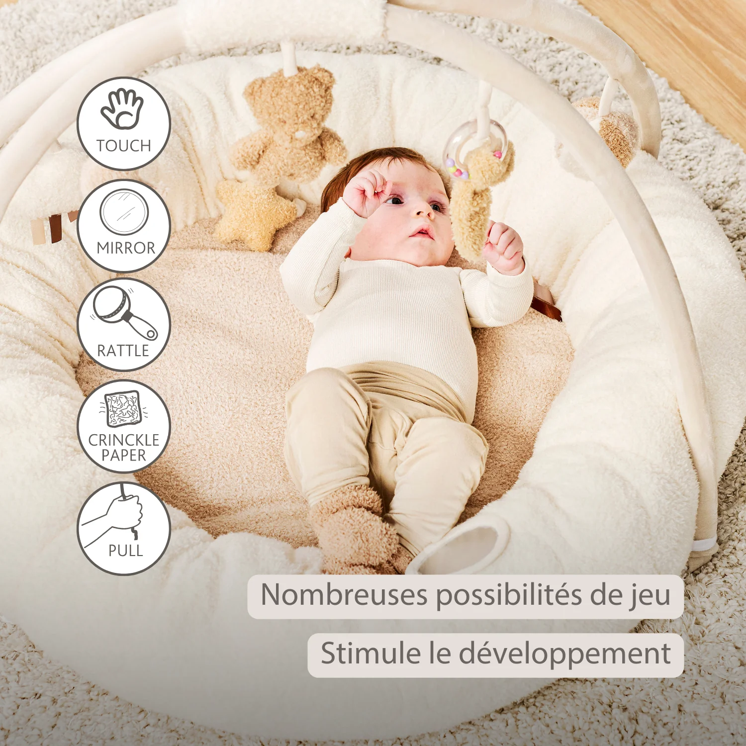 TEDDY Baby Playmat with Arches Round – 90 x 90 cm – Baby Activity Play Rug – Padded Edges - Image 17