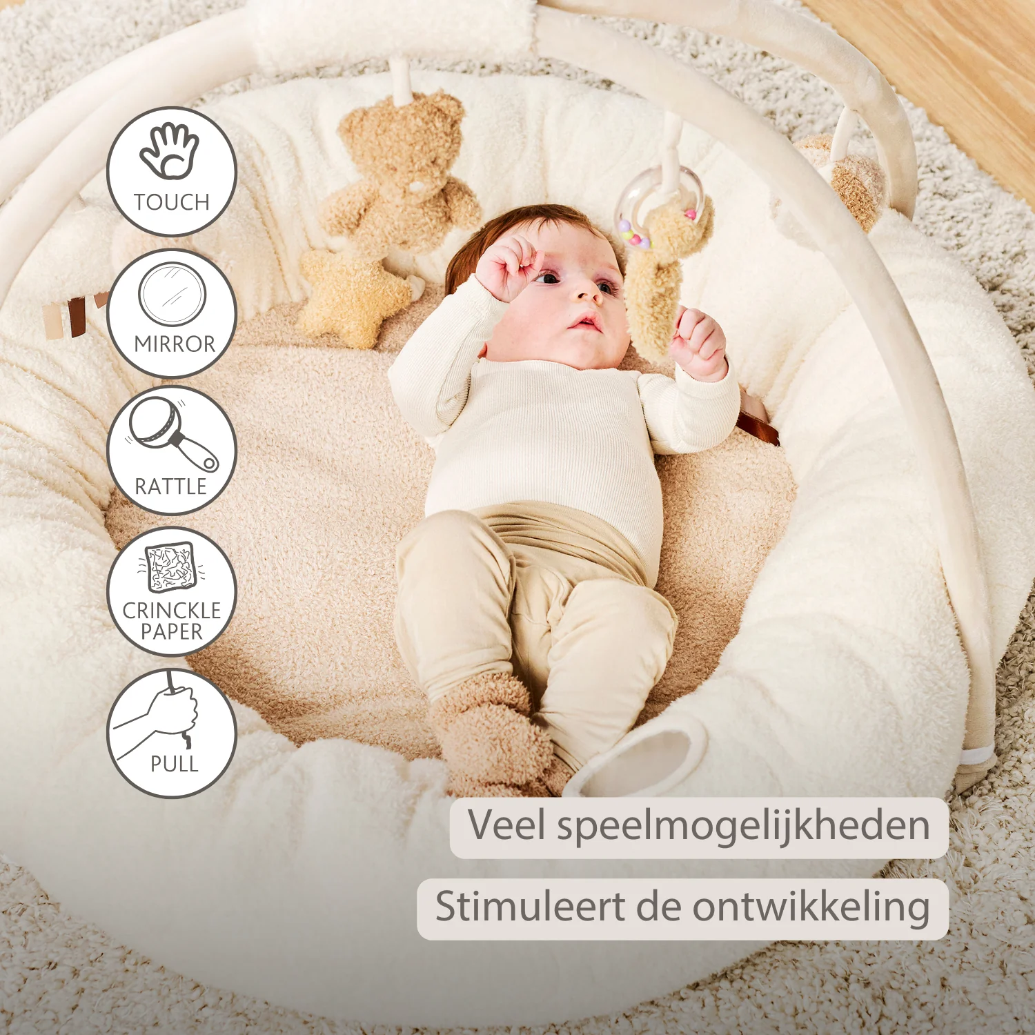 TEDDY Baby Playmat with Arches Round – 90 x 90 cm – Baby Activity Play Rug – Padded Edges - Image 24