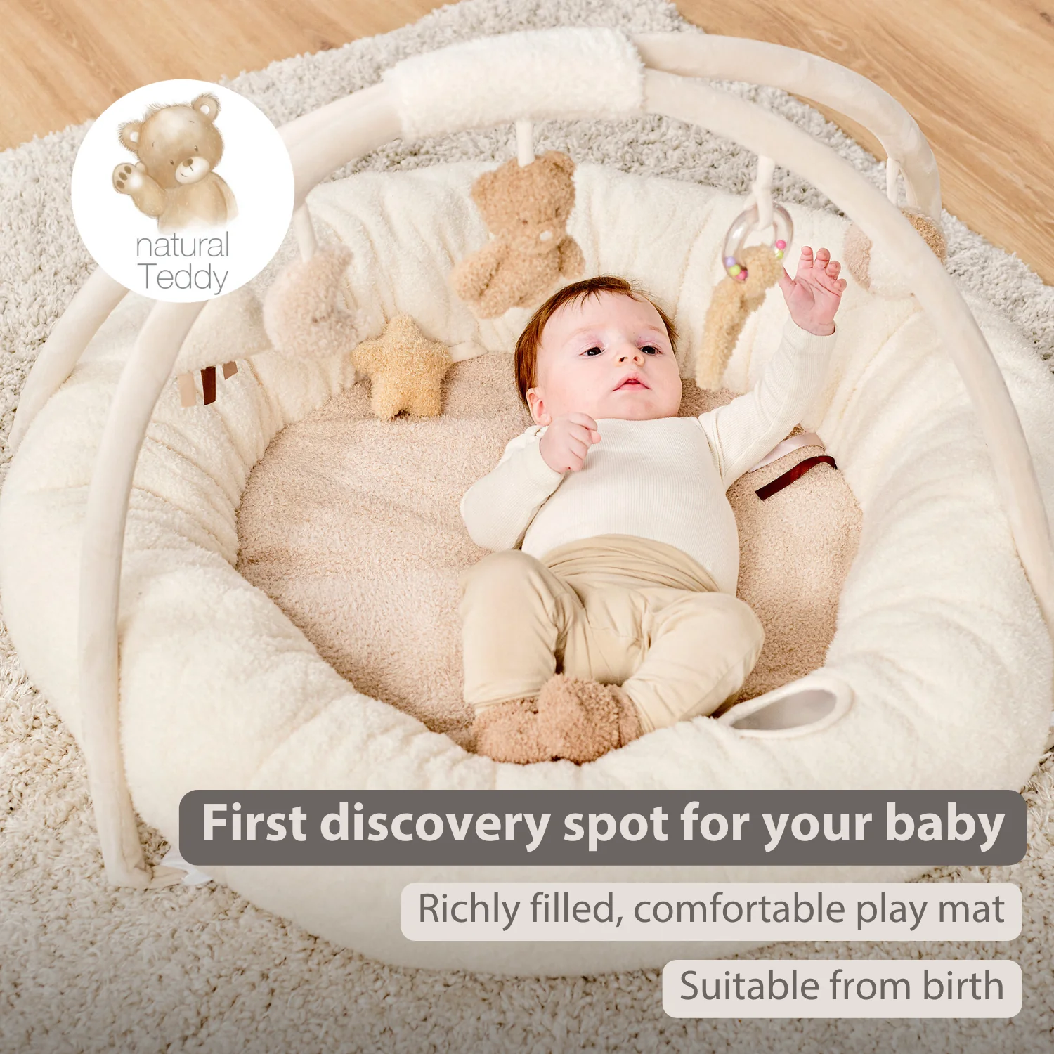 TEDDY Baby Playmat with Arches Round – 90 x 90 cm – Baby Activity Play Rug – Padded Edges - Image 30