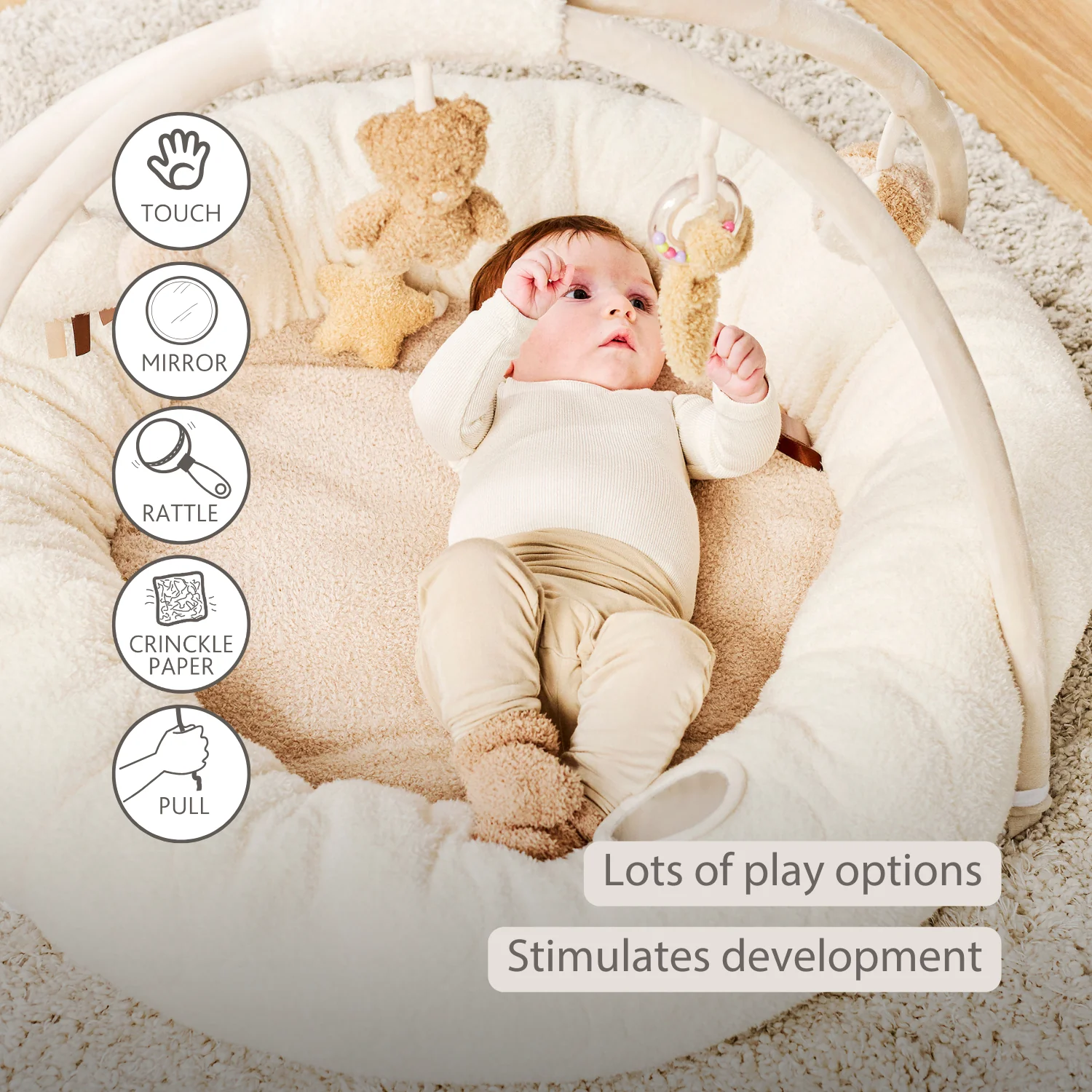 TEDDY Baby Playmat with Arches Round – 90 x 90 cm – Baby Activity Play Rug – Padded Edges - Image 31