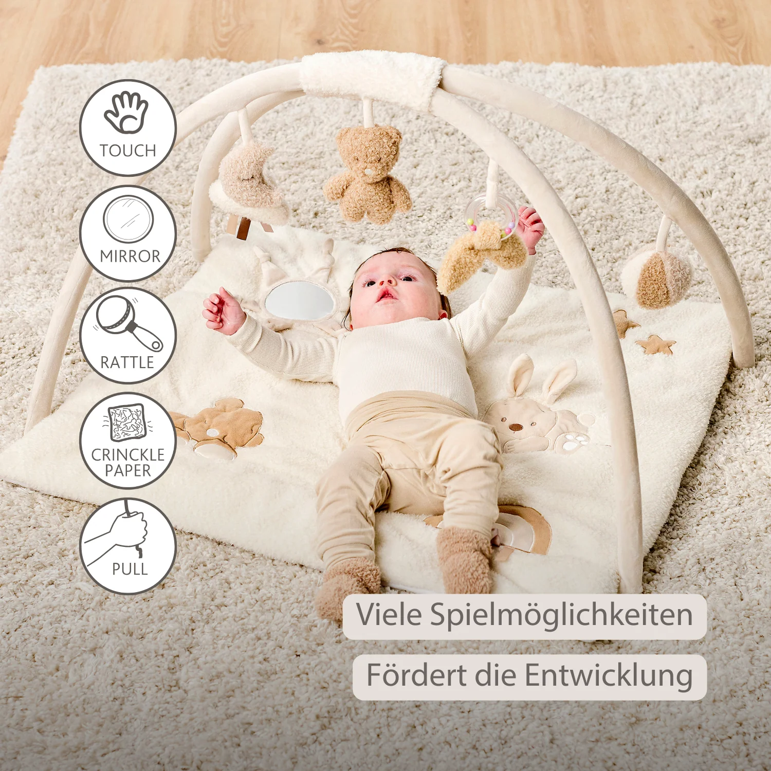 TEDDY Baby Playmat with Arches Square – 70 x 80 cm – Baby Activity Play Rug - Image 3