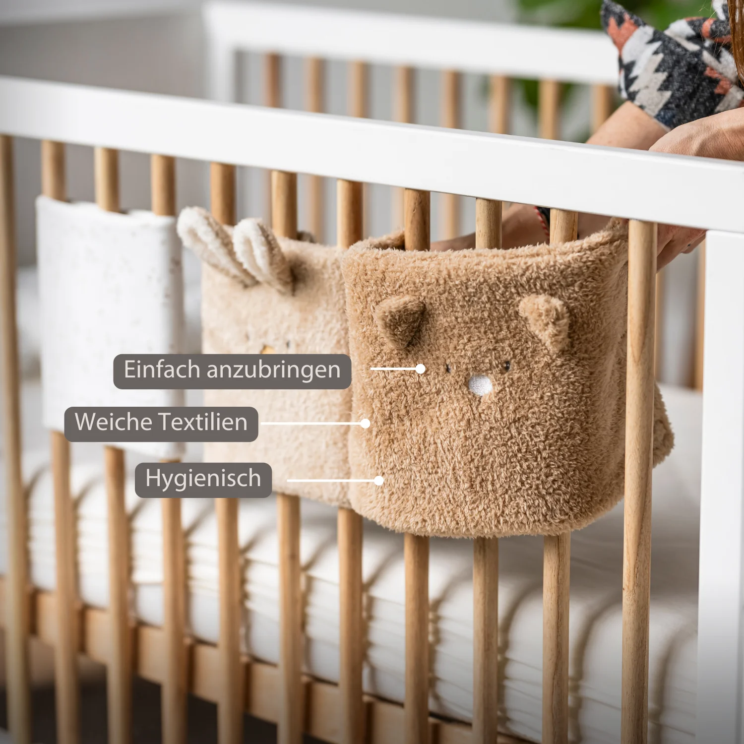 TEDDY Bed Protector Set of 6 Pieces – Cot Rail Protectors – Soft Baby Bed Safety - Image 3