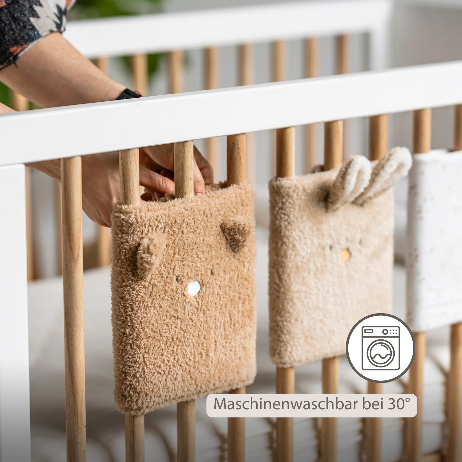 TEDDY Bed Protector Set of 6 Pieces – Cot Rail Protectors – Soft Baby Bed Safety - Image 5