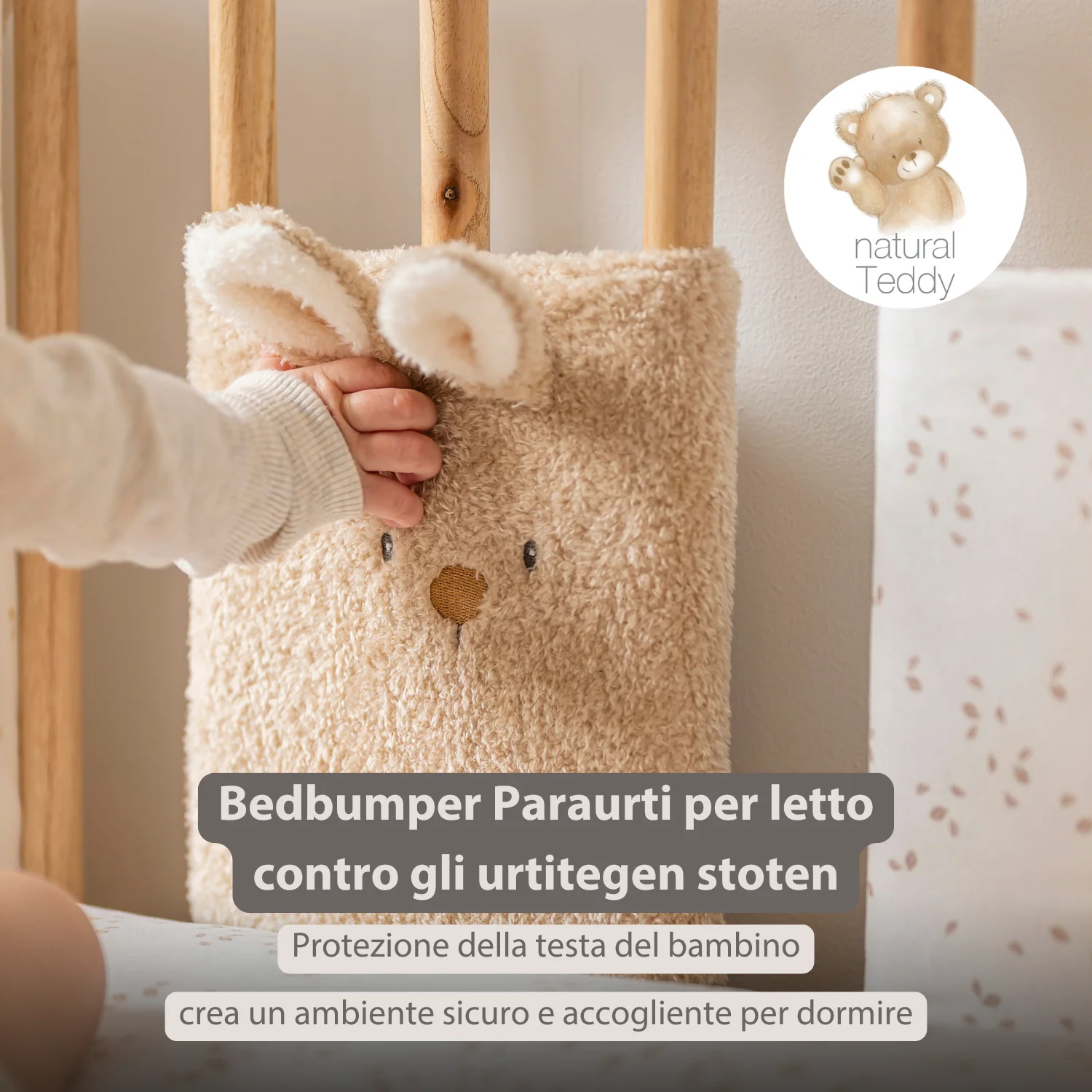 TEDDY Bed Protector Set of 6 Pieces – Cot Rail Protectors – Soft Baby Bed Safety - Image 9