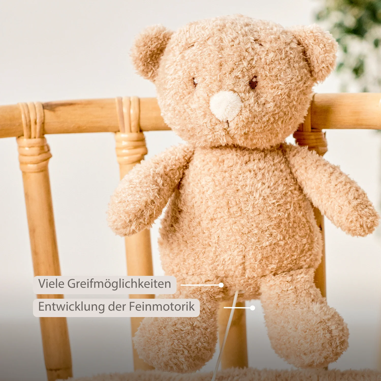 TEDDY Music Plush Bear – 25 cm – Soft Plush Toy with Music – Beige - Image 3
