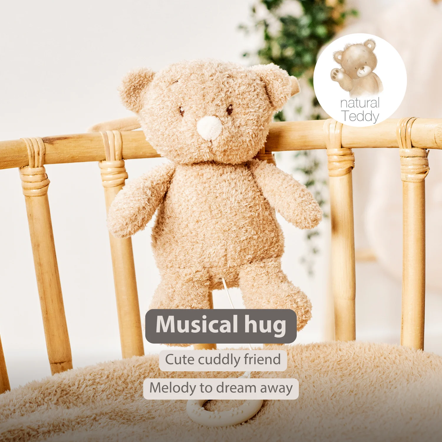 TEDDY Music Plush Bear – 25 cm – Soft Plush Toy with Music – Beige - Image 30